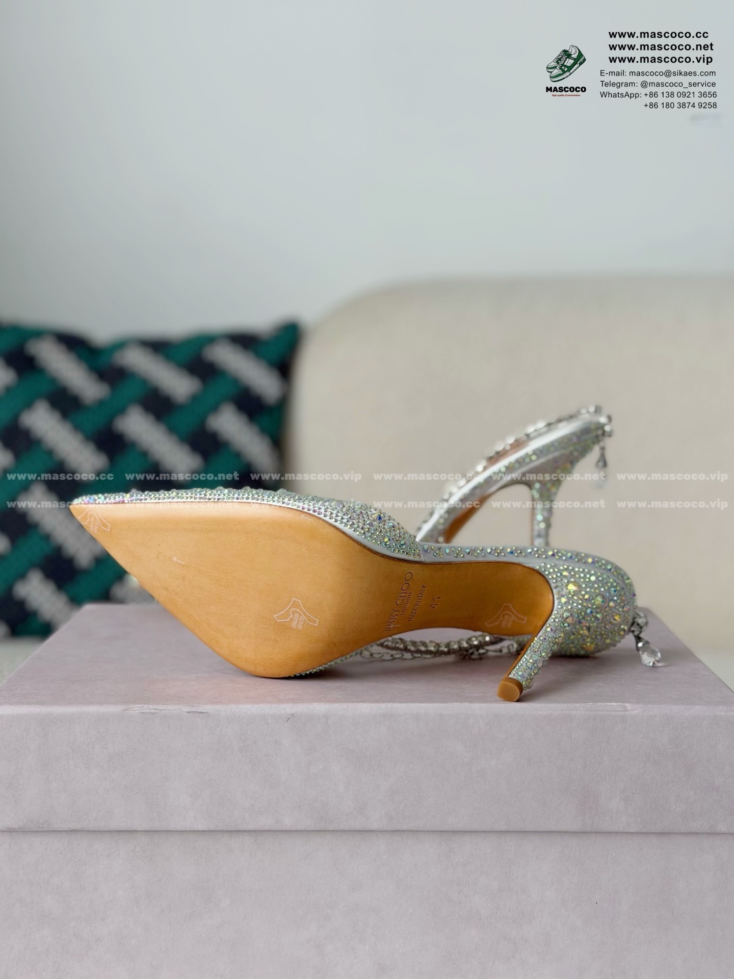 「#6865」Jimmy Choo/Saeda 100 Lady Crystal Chain Heels JC - Image 5