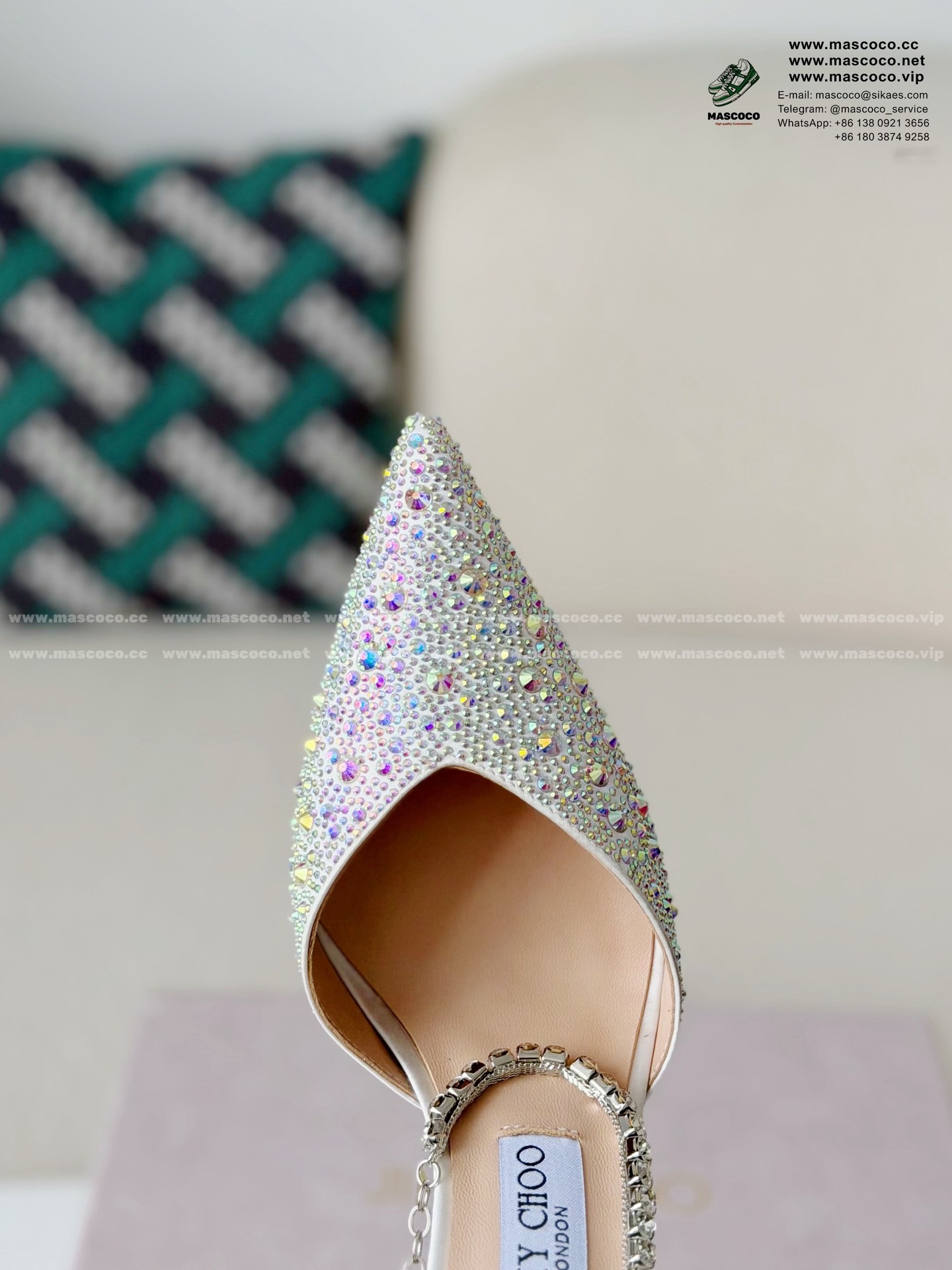 「#6865」Jimmy Choo/Saeda 100 Lady Crystal Chain Heels JC - Image 9