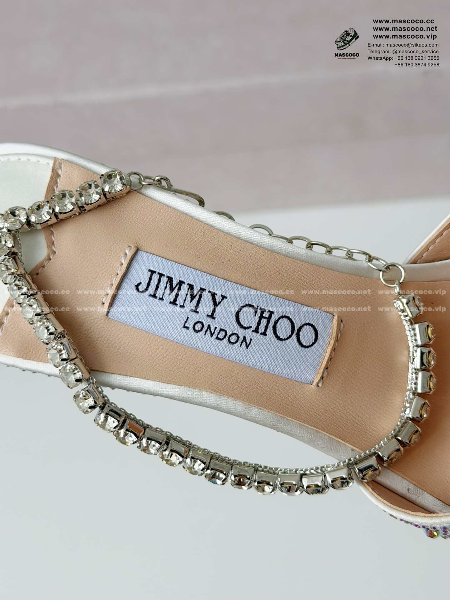 「#6865」Jimmy Choo/Saeda 100 Lady Crystal Chain Heels JC - Image 10