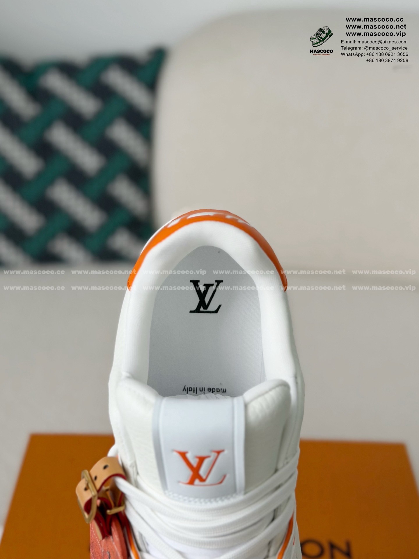 「#6972」LOUIS VUITTON TRAINER FULL-GRAIN LEATHER SNEAKERS - Image 10