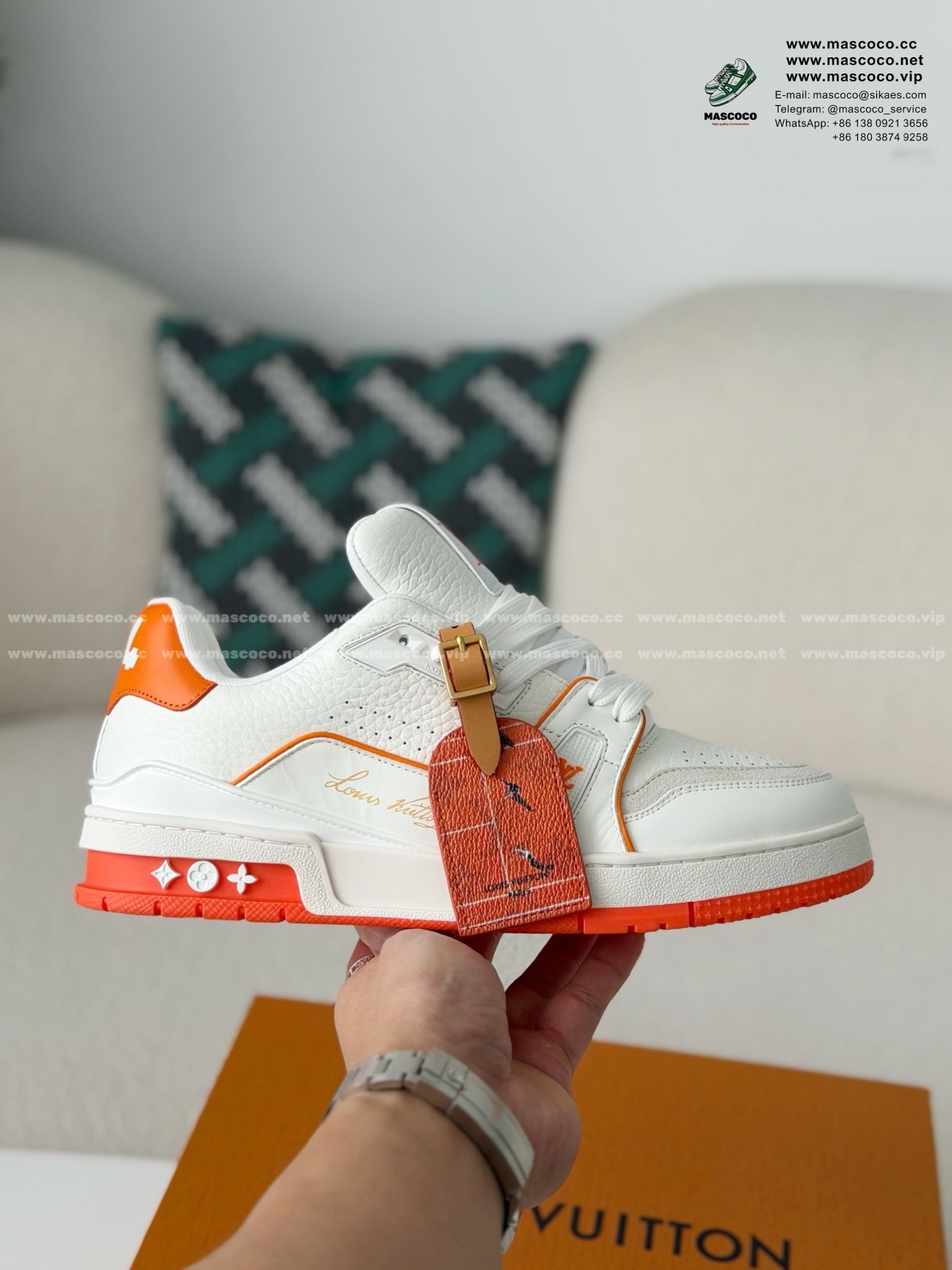「#6972」LOUIS VUITTON TRAINER FULL-GRAIN LEATHER SNEAKERS - Image 6