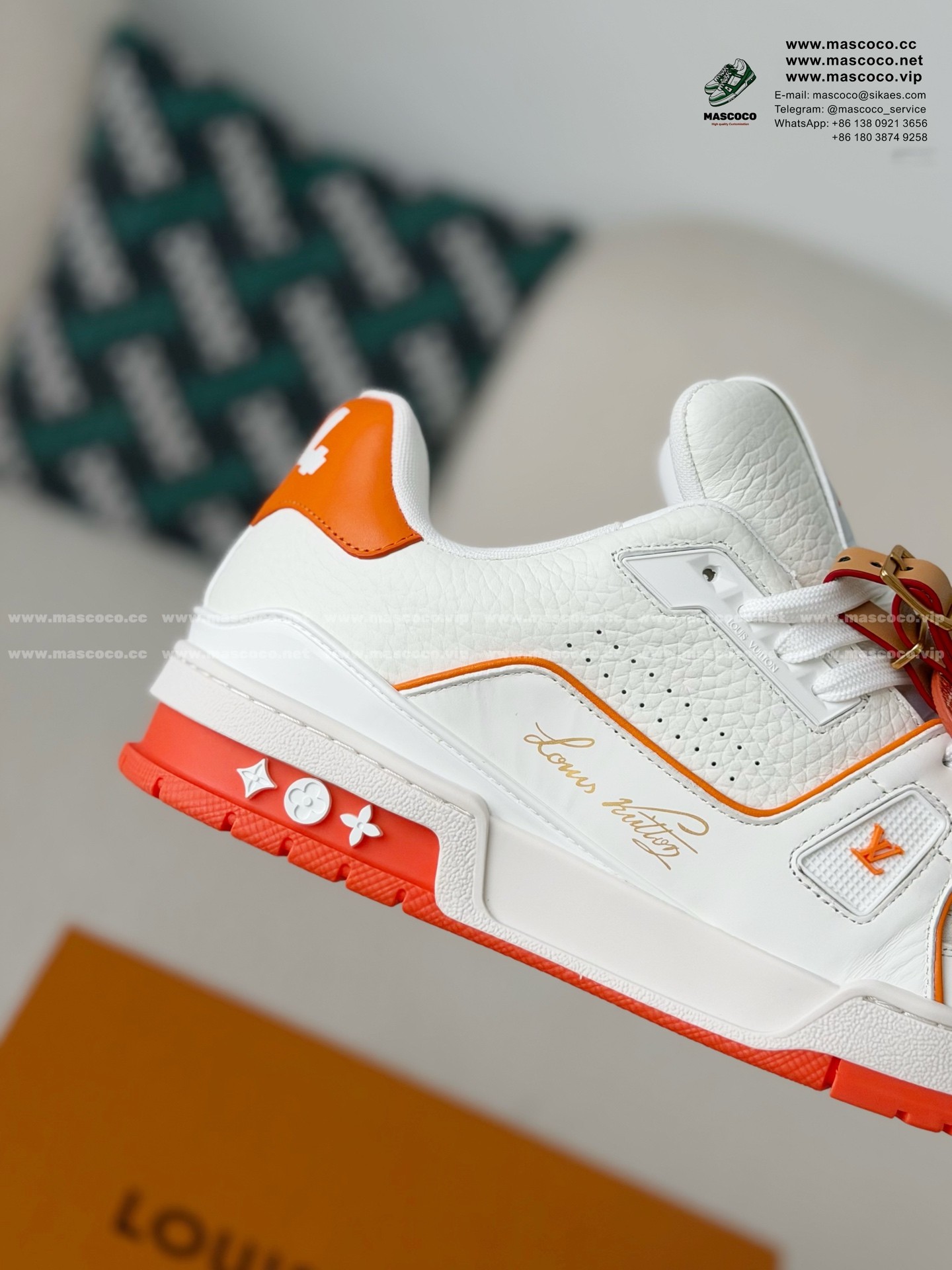 「#6972」LOUIS VUITTON TRAINER FULL-GRAIN LEATHER SNEAKERS - Image 7