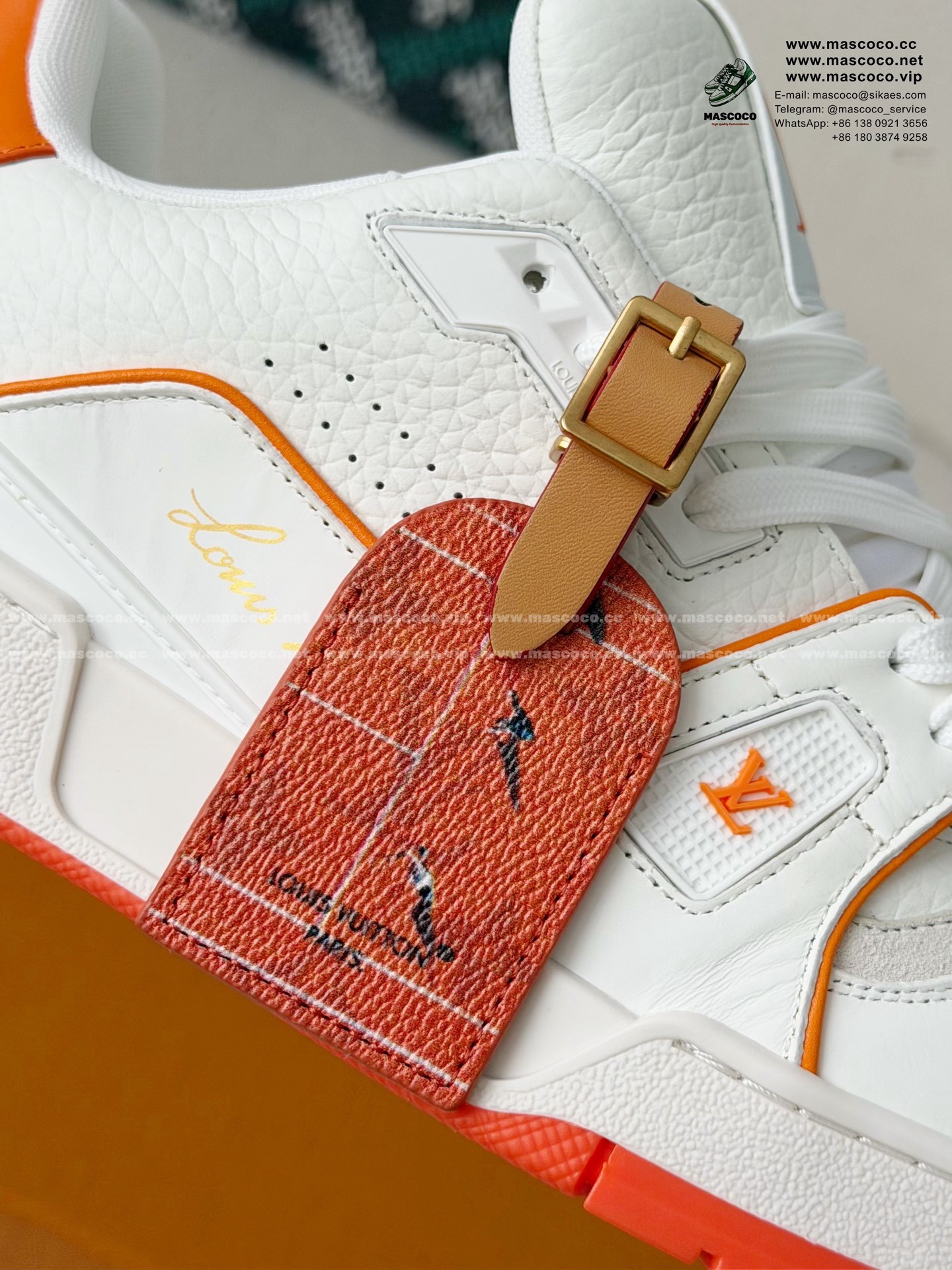 「#6972」LOUIS VUITTON TRAINER FULL-GRAIN LEATHER SNEAKERS - Image 8
