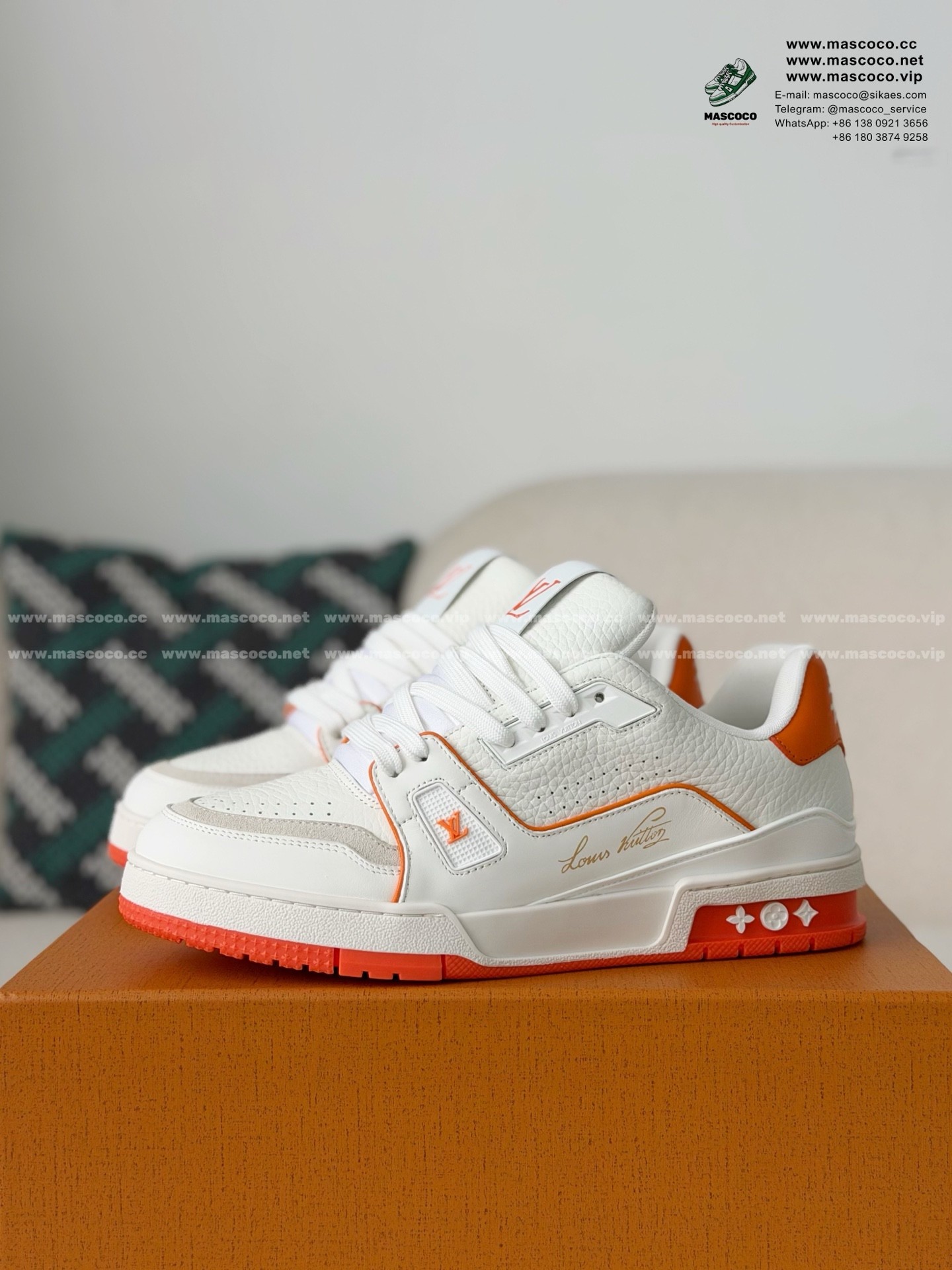 「#6972」LOUIS VUITTON TRAINER FULL-GRAIN LEATHER SNEAKERS