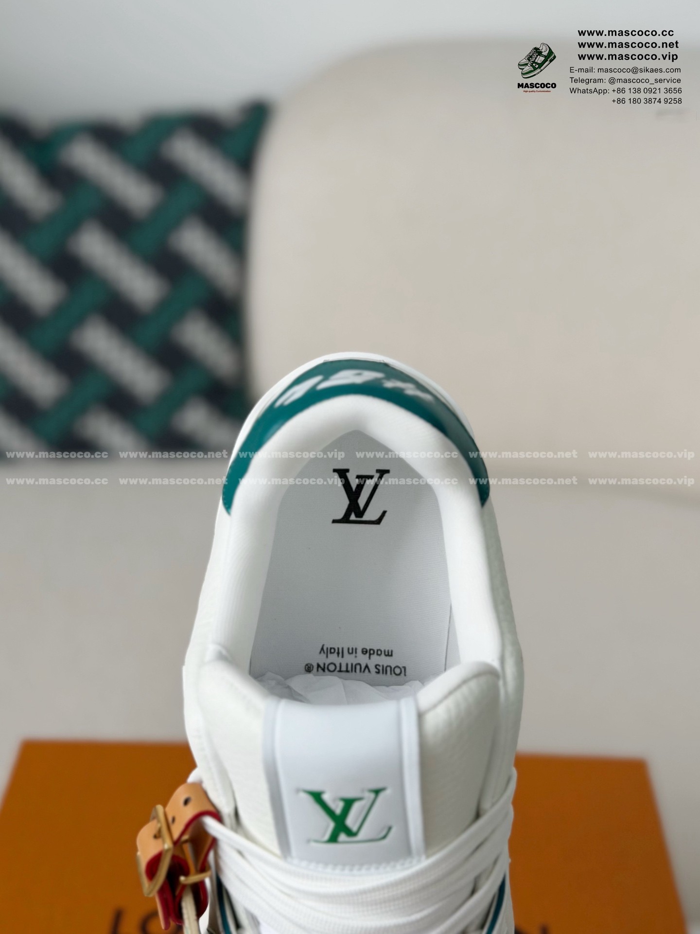 「#6973」LOUIS VUITTON TRAINER FULL-GRAIN LEATHER SNEAKERS - Image 10