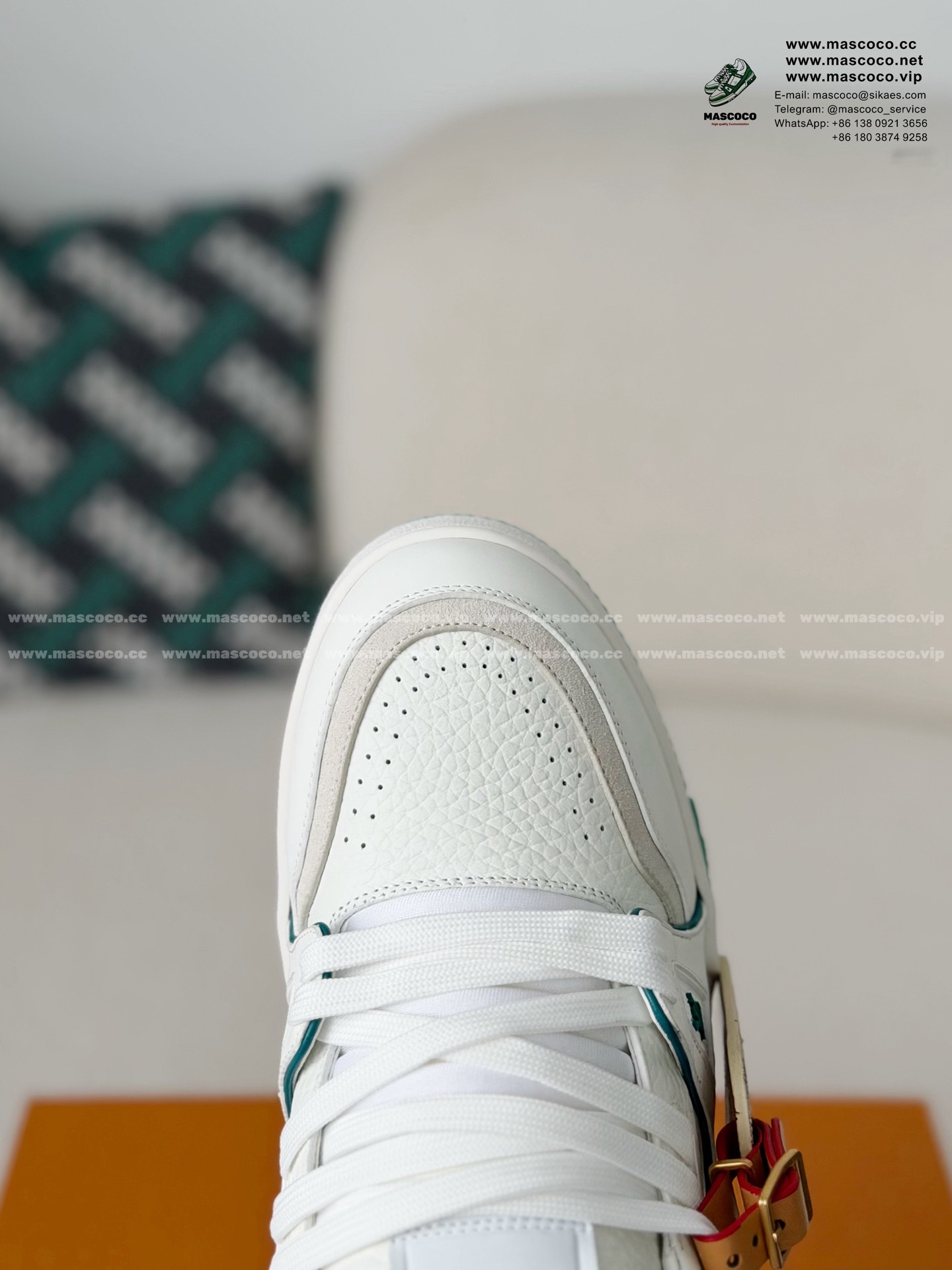 「#6973」LOUIS VUITTON TRAINER FULL-GRAIN LEATHER SNEAKERS - Image 9