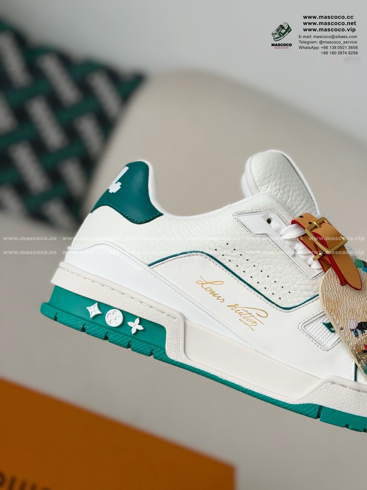 「#6973」LOUIS VUITTON TRAINER FULL-GRAIN LEATHER SNEAKERS - Image 7