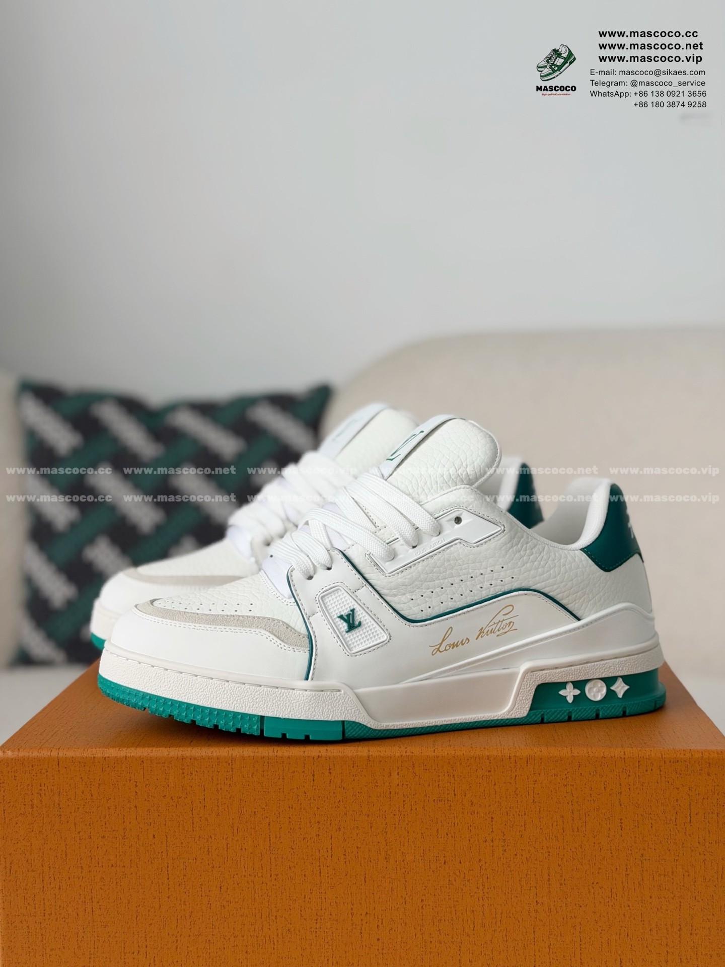 「#6973」LOUIS VUITTON TRAINER FULL-GRAIN LEATHER SNEAKERS