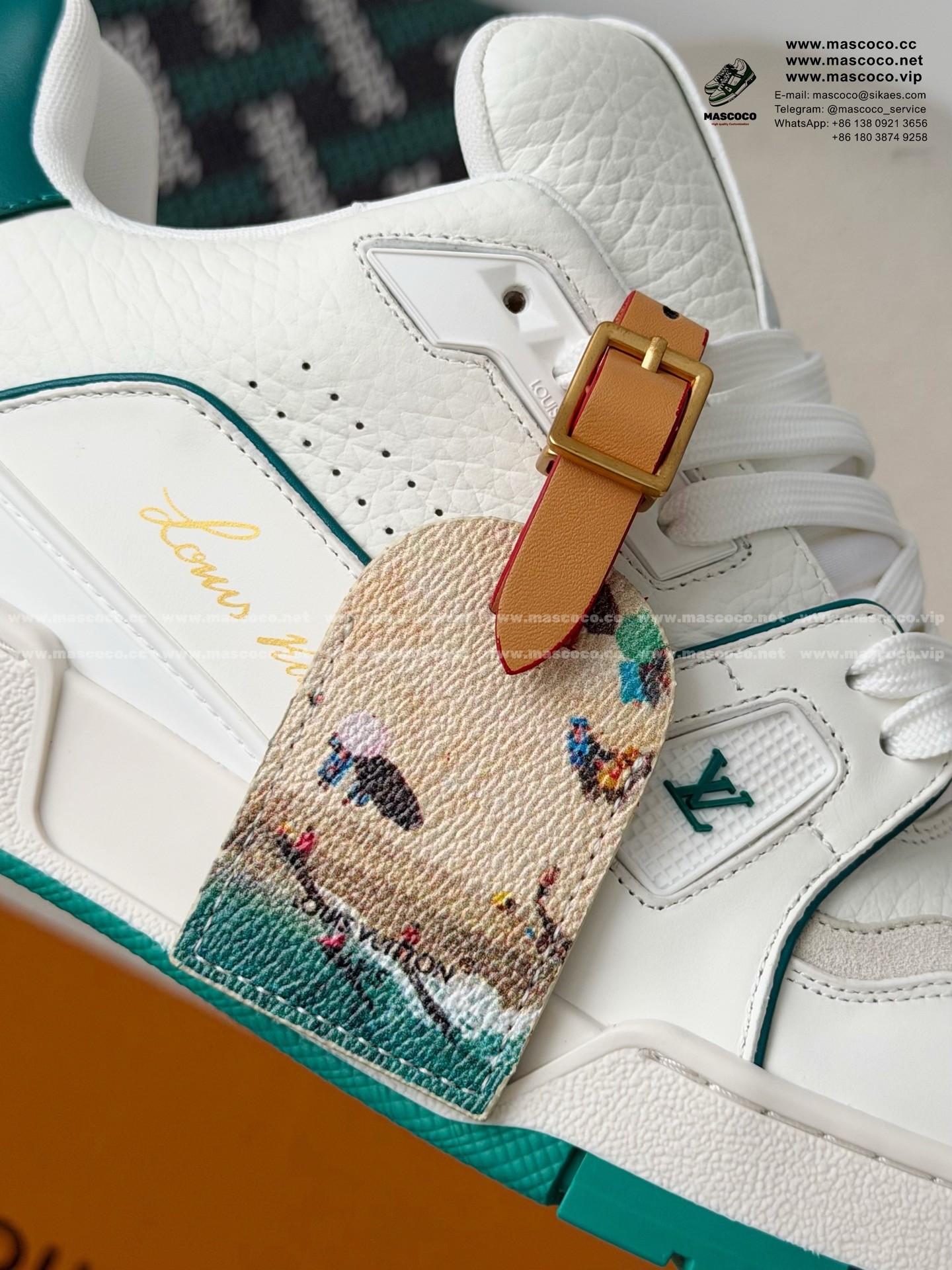 「#6973」LOUIS VUITTON TRAINER FULL-GRAIN LEATHER SNEAKERS - Image 8