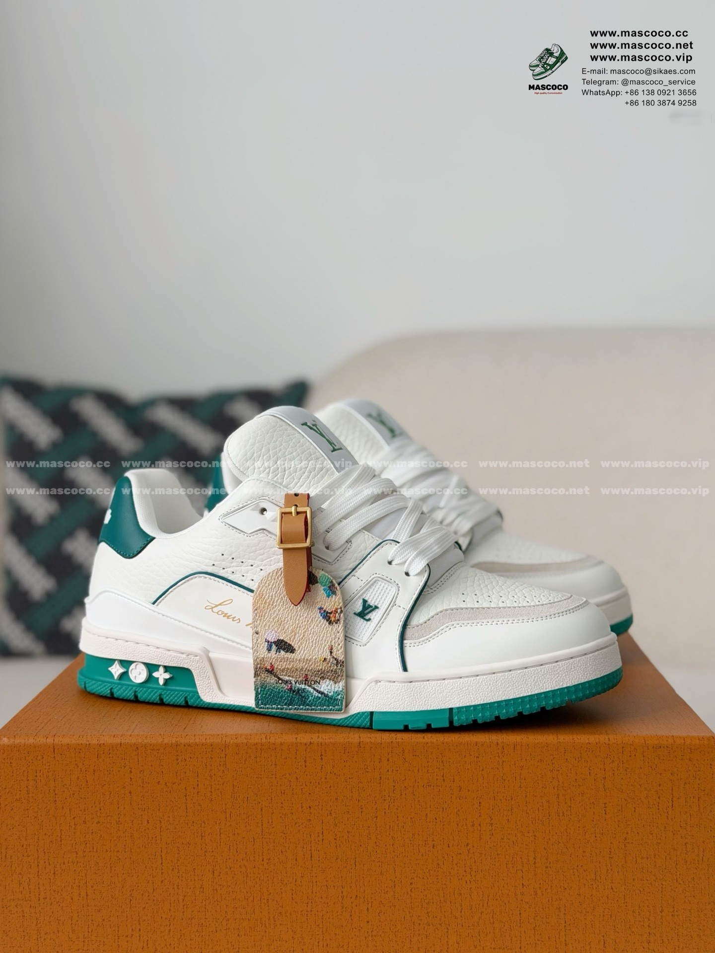 「#6973」LOUIS VUITTON TRAINER FULL-GRAIN LEATHER SNEAKERS - Image 2
