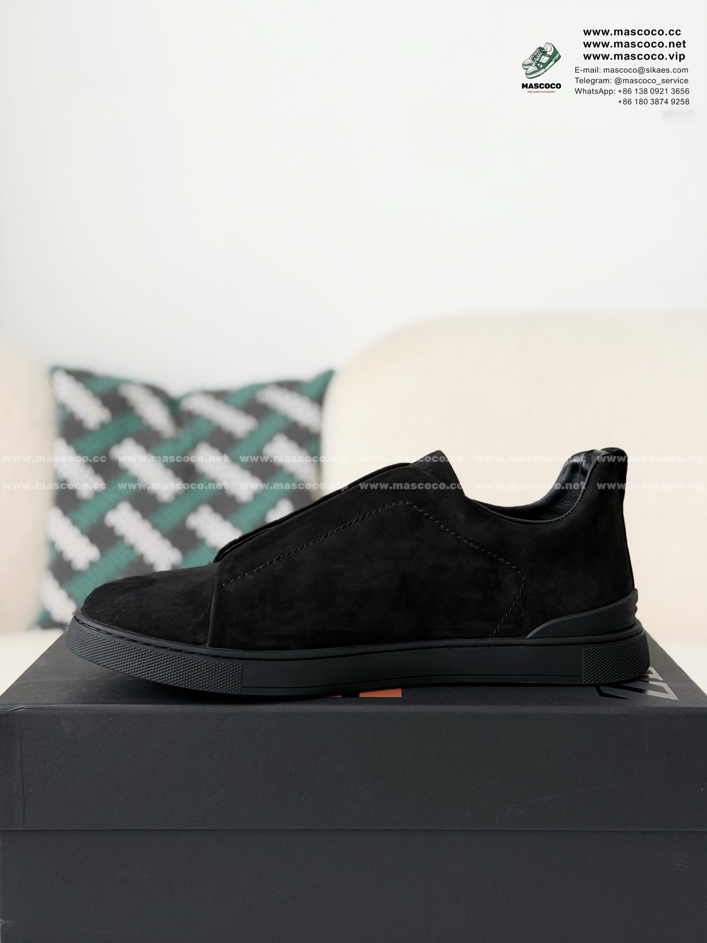 「#7368」Zegna Triple Stitch Sneakers - Image 4