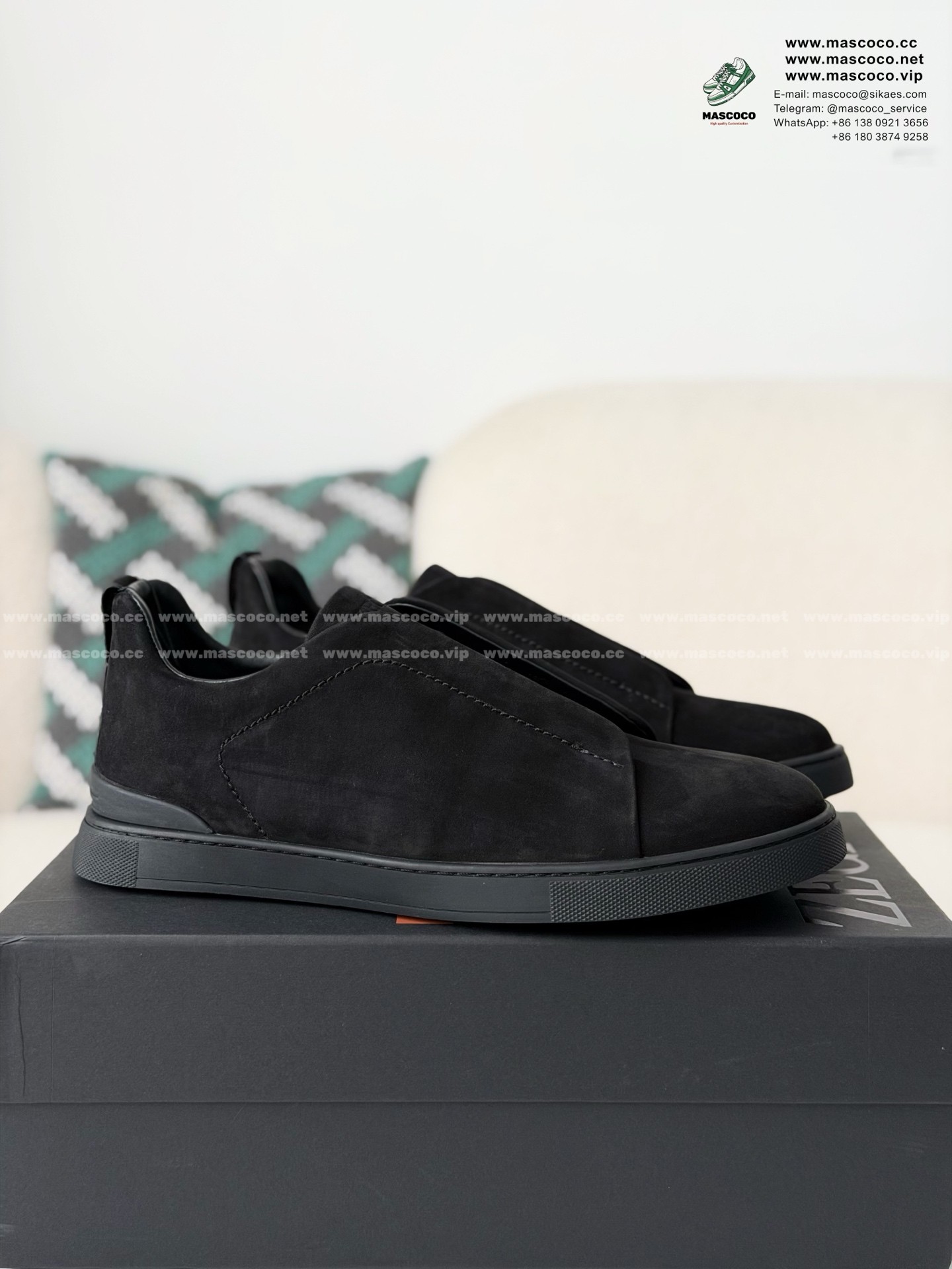 「#7368」Zegna Triple Stitch Sneakers - Image 2
