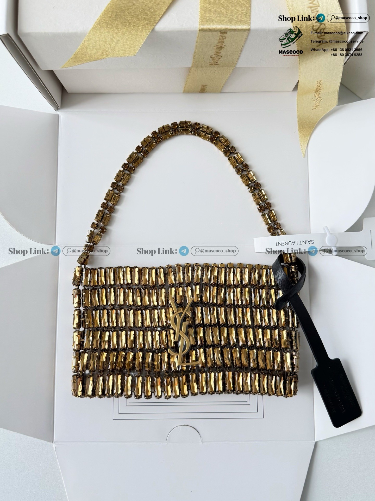 「#7369」YSL Evening Swarovski Crystal Rhinestone Handbag, with Solid Steel Hardware Size:18*7.5*2.5cm - Image 3