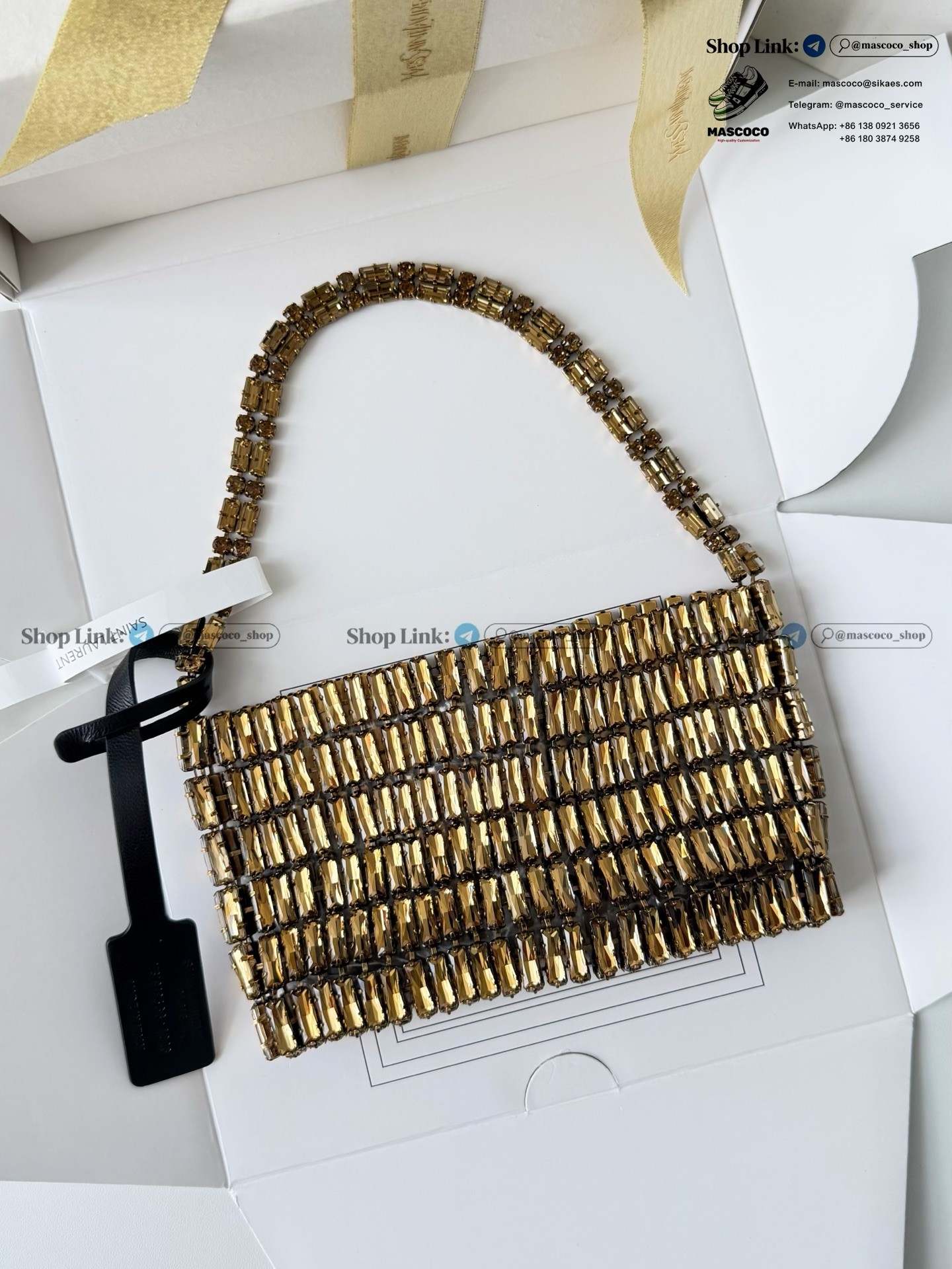 「#7369」YSL Evening Swarovski Crystal Rhinestone Handbag, with Solid Steel Hardware Size:18*7.5*2.5cm - Image 9