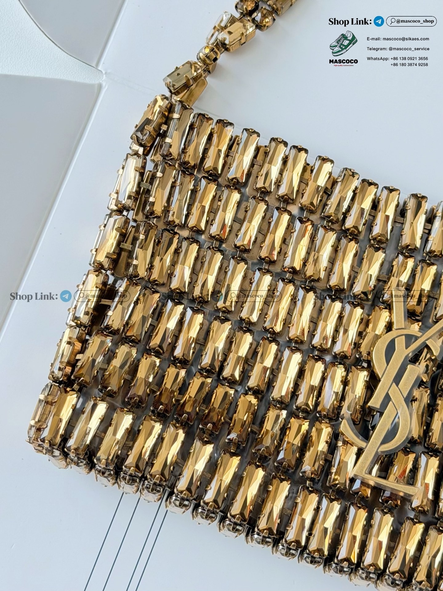 「#7369」YSL Evening Swarovski Crystal Rhinestone Handbag, with Solid Steel Hardware Size:18*7.5*2.5cm - Image 4