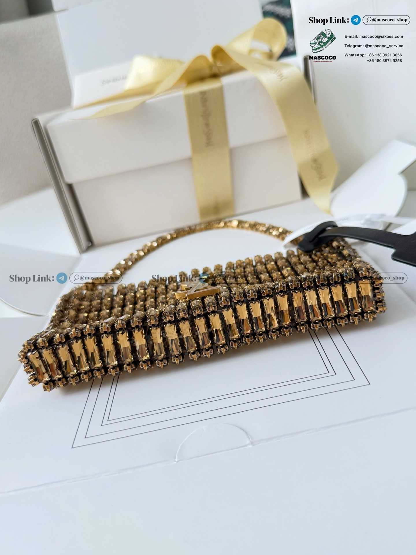 「#7369」YSL Evening Swarovski Crystal Rhinestone Handbag, with Solid Steel Hardware Size:18*7.5*2.5cm - Image 8