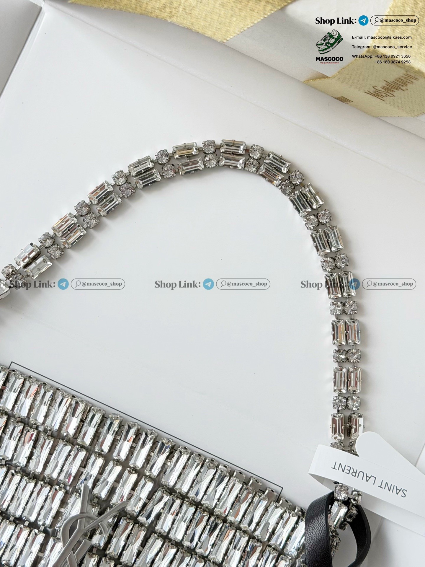 「#7370」YSL Evening Swarovski Crystal Rhinestone Handbag, with Solid Steel Hardware Size:18*7.5*2.5cm - Image 7