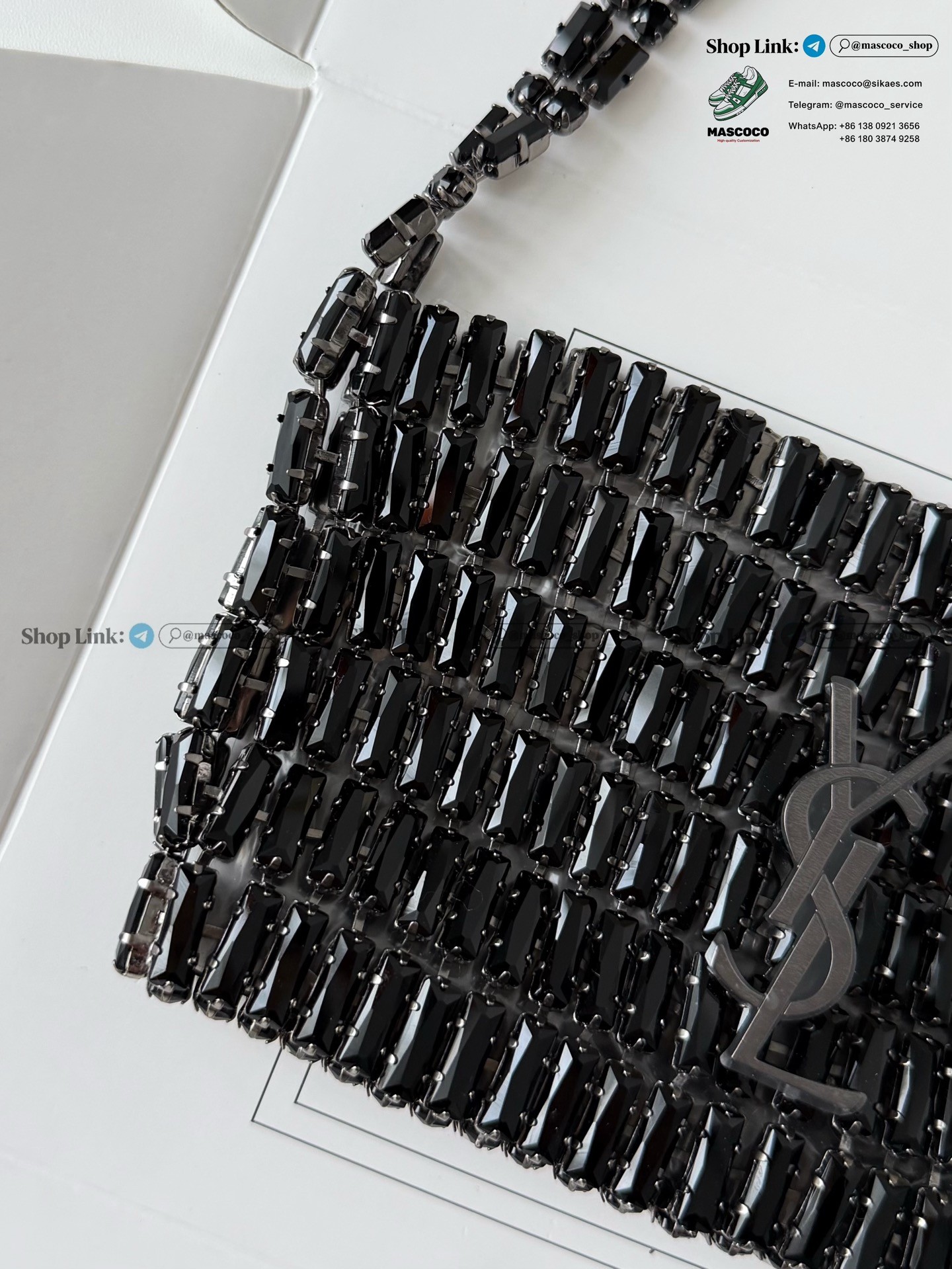 「#7371」YSL Evening Swarovski Crystal Rhinestone Handbag, with Solid Steel Hardware Size:18*7.5*2.5cm - Image 4