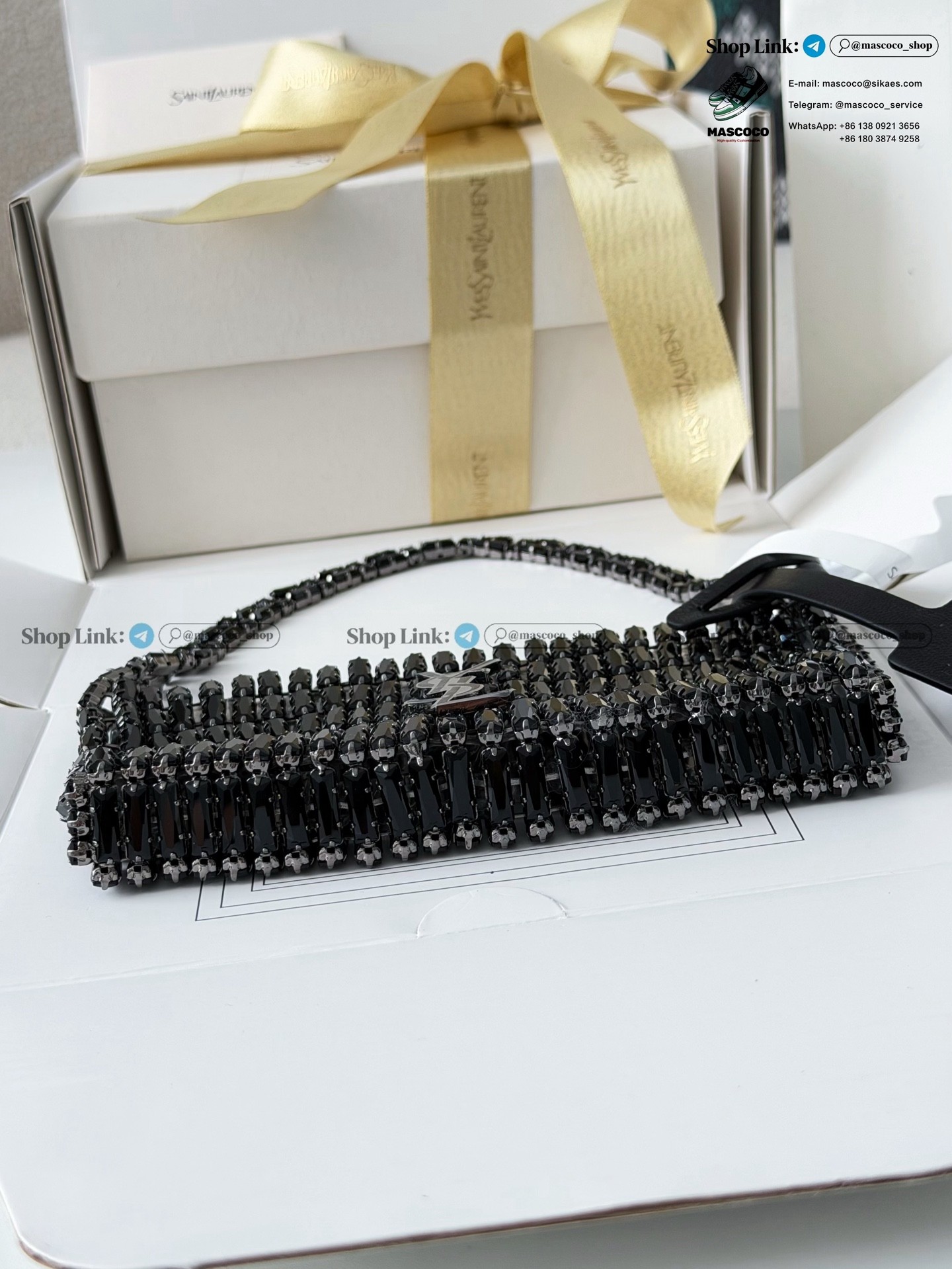 「#7371」YSL Evening Swarovski Crystal Rhinestone Handbag, with Solid Steel Hardware Size:18*7.5*2.5cm - Image 8