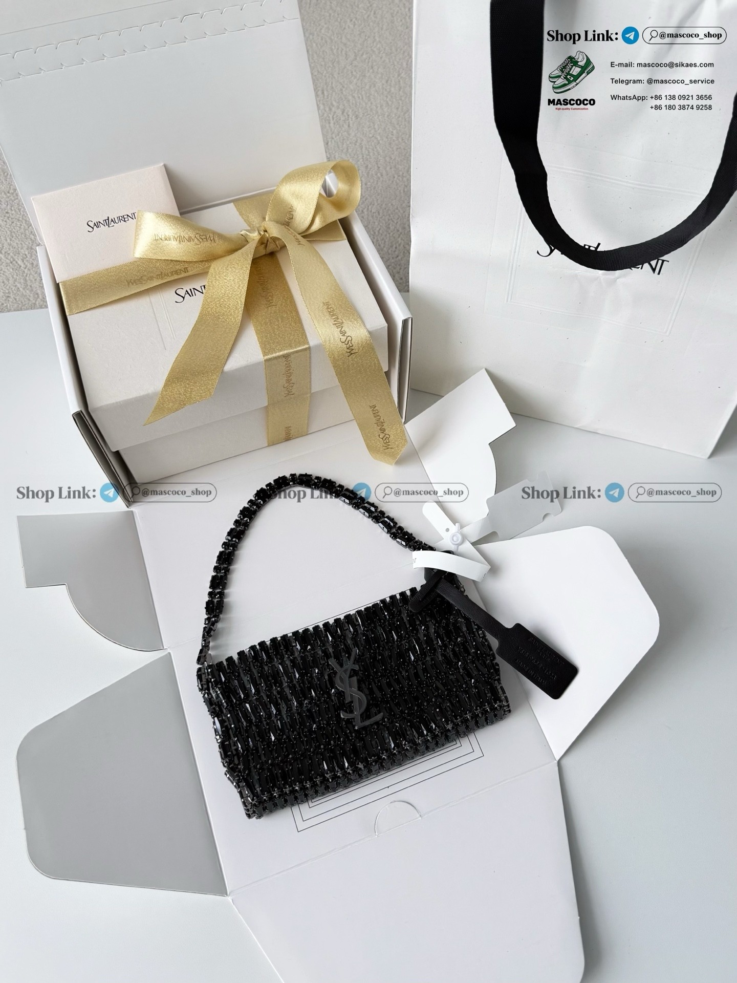 「#7371」YSL Evening Swarovski Crystal Rhinestone Handbag, with Solid Steel Hardware Size:18*7.5*2.5cm - Image 2