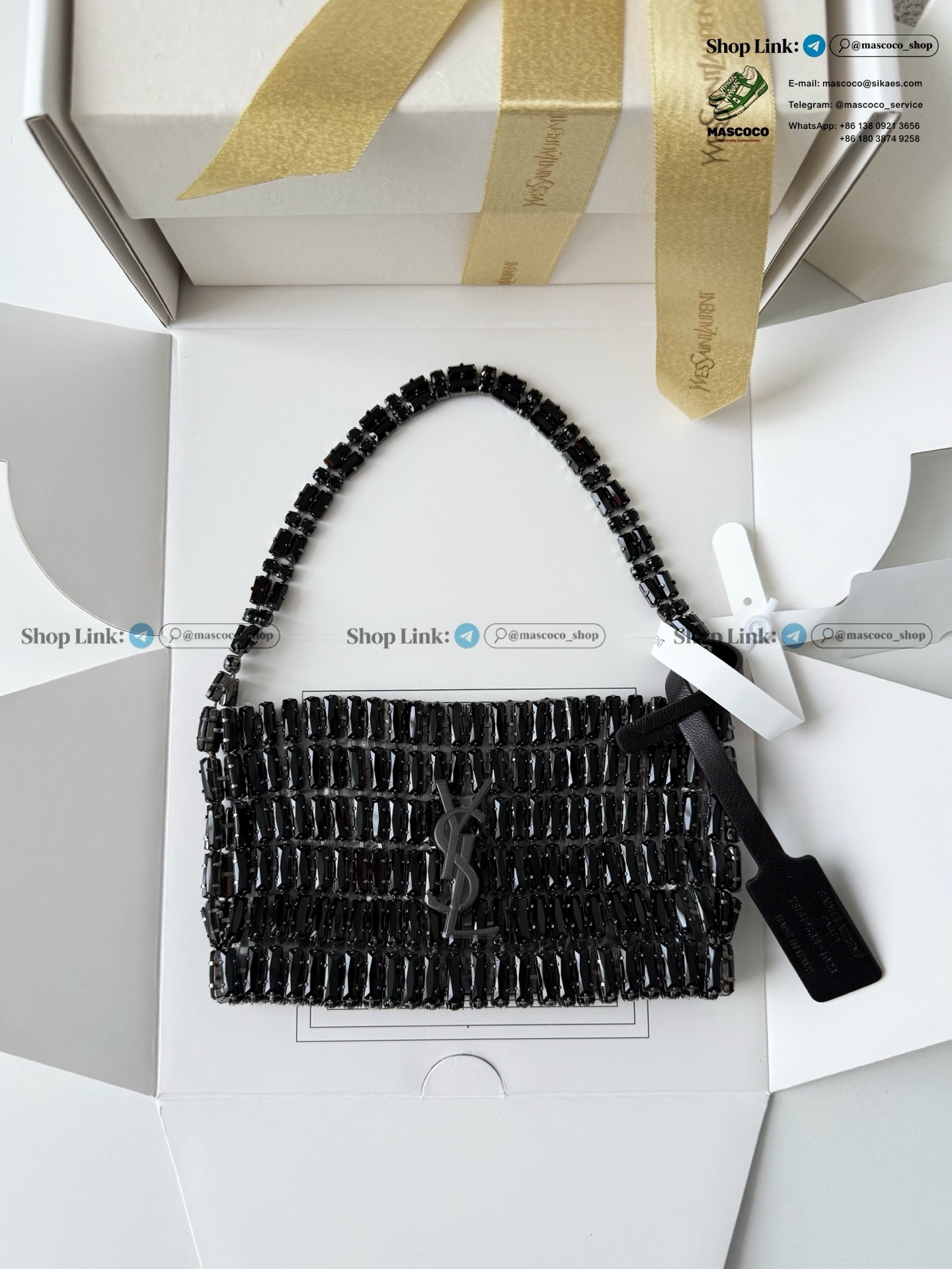 「#7371」YSL Evening Swarovski Crystal Rhinestone Handbag, with Solid Steel Hardware Size:18*7.5*2.5cm - Image 3