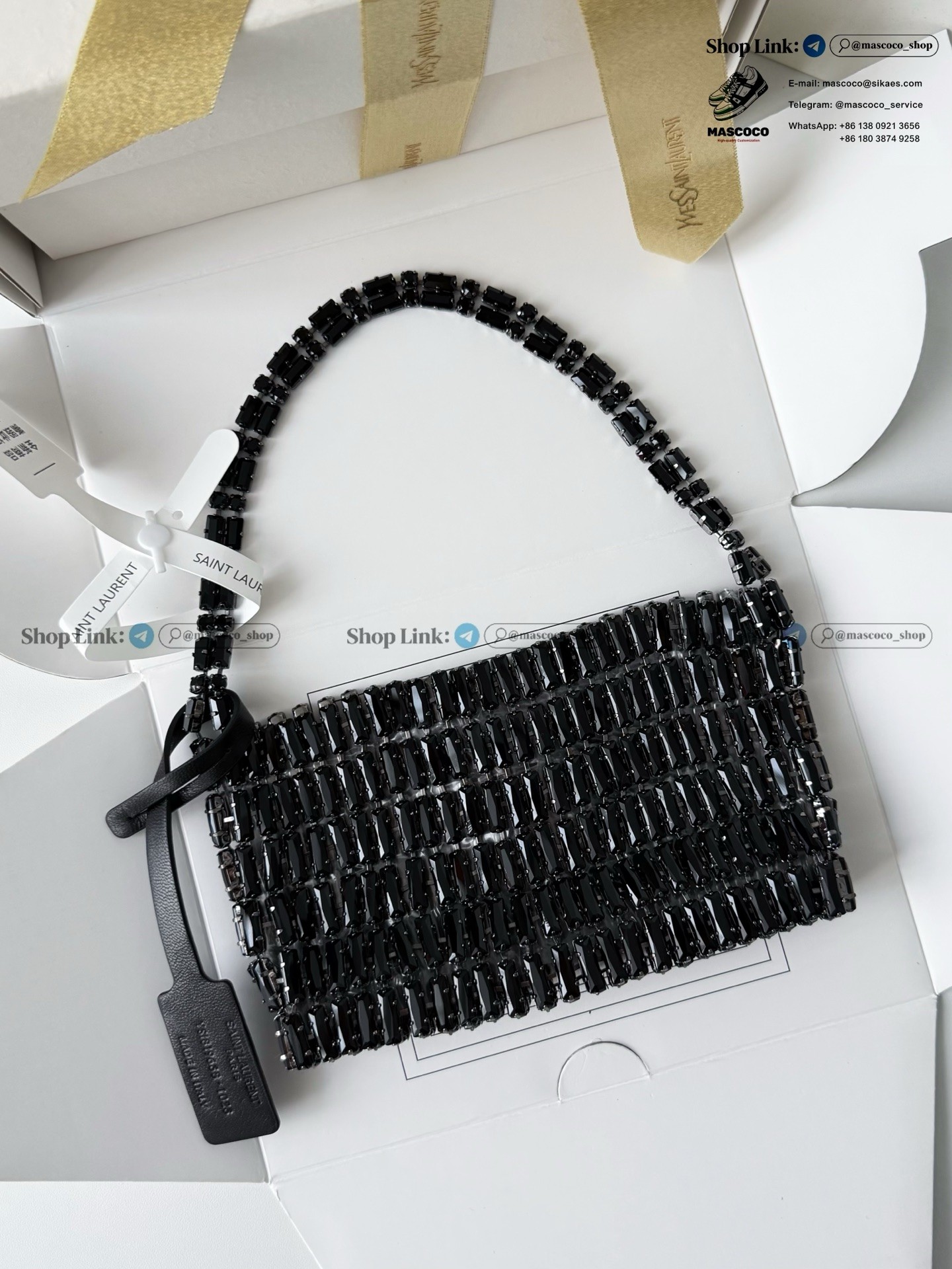 「#7371」YSL Evening Swarovski Crystal Rhinestone Handbag, with Solid Steel Hardware Size:18*7.5*2.5cm - Image 9