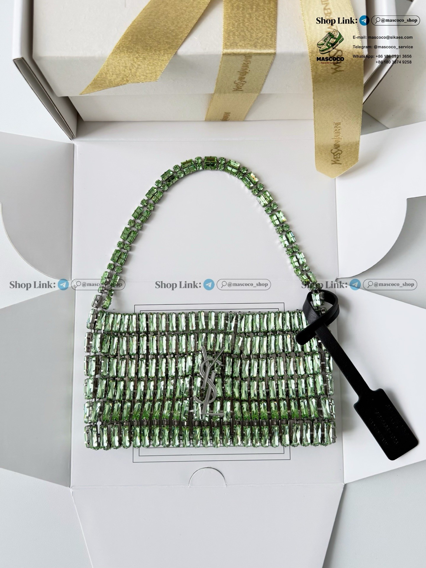 「#7372」YSL Evening Swarovski Crystal Rhinestone Handbag, with Solid Steel Hardware Size:18*7.5*2.5cm - Image 3