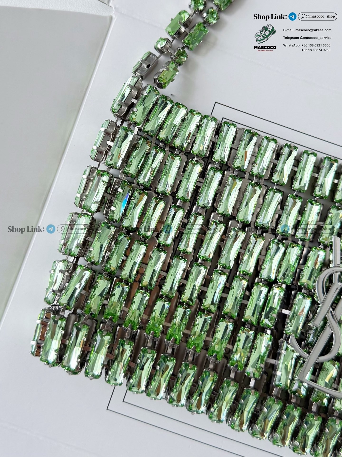 「#7372」YSL Evening Swarovski Crystal Rhinestone Handbag, with Solid Steel Hardware Size:18*7.5*2.5cm - Image 4