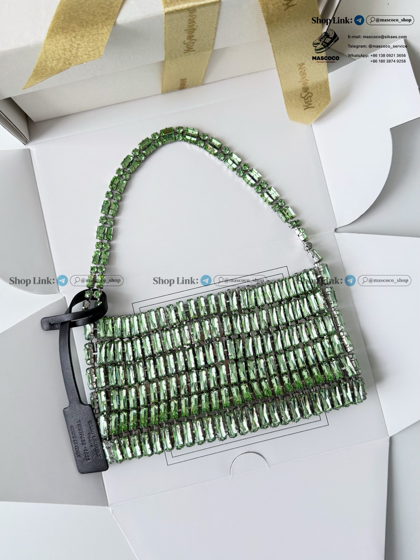 「#7372」YSL Evening Swarovski Crystal Rhinestone Handbag, with Solid Steel Hardware Size:18*7.5*2.5cm - Image 9