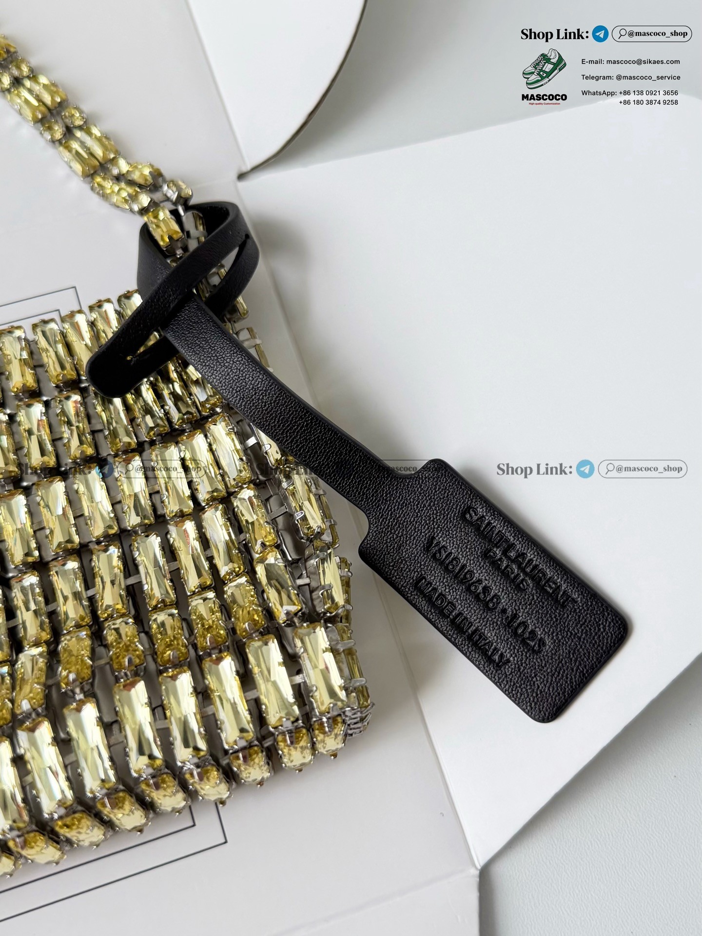「#7373」YSL Evening Swarovski Crystal Rhinestone Handbag, with Solid Steel Hardware Size:18*7.5*2.5cm - Image 6