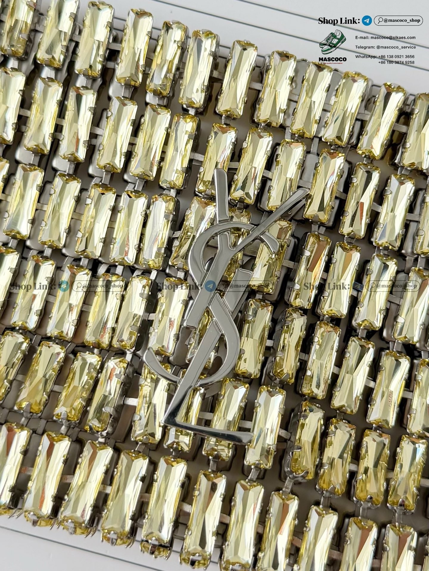 「#7373」YSL Evening Swarovski Crystal Rhinestone Handbag, with Solid Steel Hardware Size:18*7.5*2.5cm - Image 5