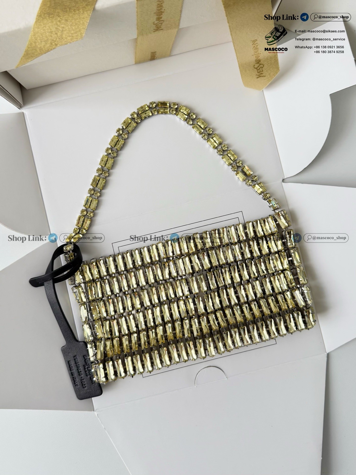「#7373」YSL Evening Swarovski Crystal Rhinestone Handbag, with Solid Steel Hardware Size:18*7.5*2.5cm - Image 9