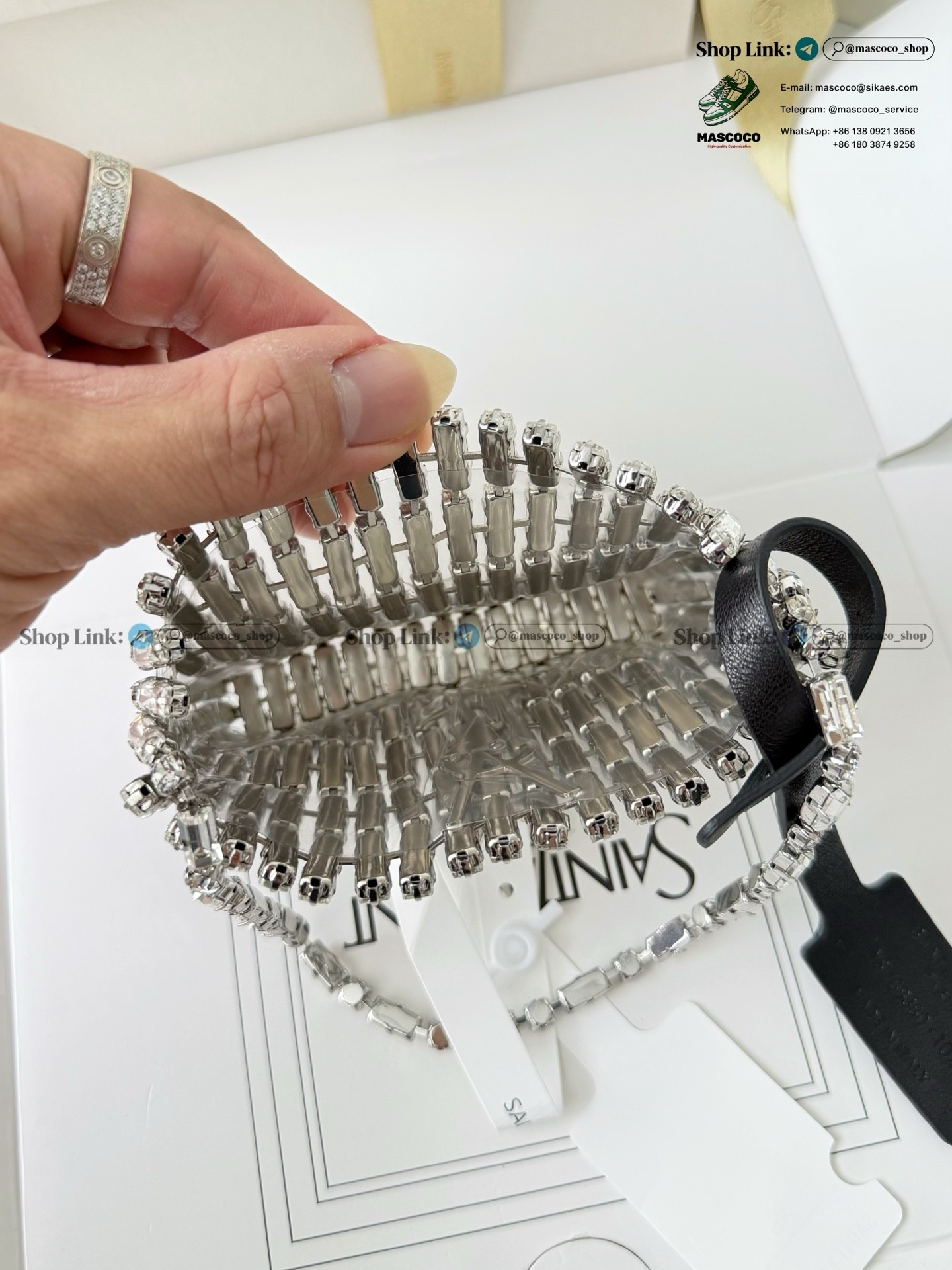 「#7374」YSL Evening Swarovski Crystal Rhinestone Handbag, with Solid Steel Hardware Size:11.5*8.5*2.5cm - Image 10
