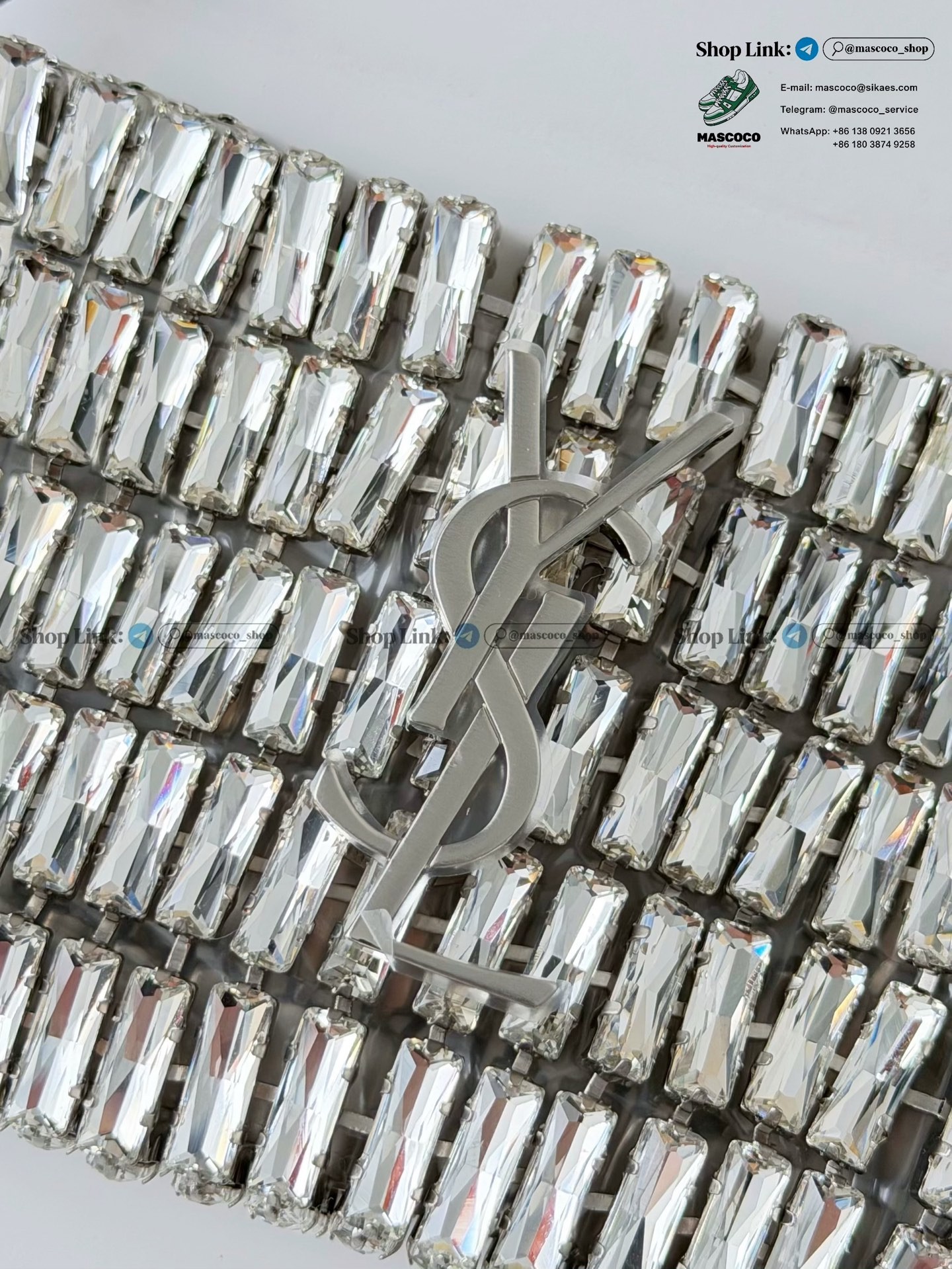 「#7374」YSL Evening Swarovski Crystal Rhinestone Handbag, with Solid Steel Hardware Size:11.5*8.5*2.5cm - Image 5