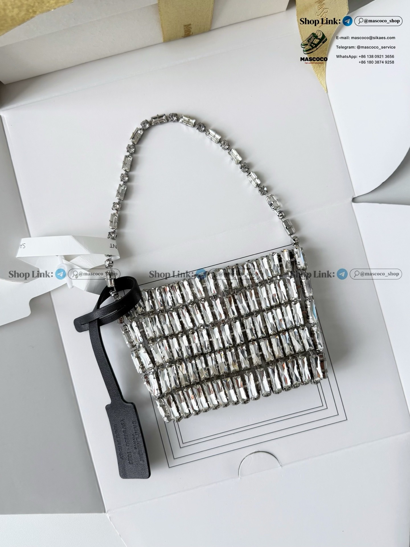 「#7374」YSL Evening Swarovski Crystal Rhinestone Handbag, with Solid Steel Hardware Size:11.5*8.5*2.5cm - Image 9
