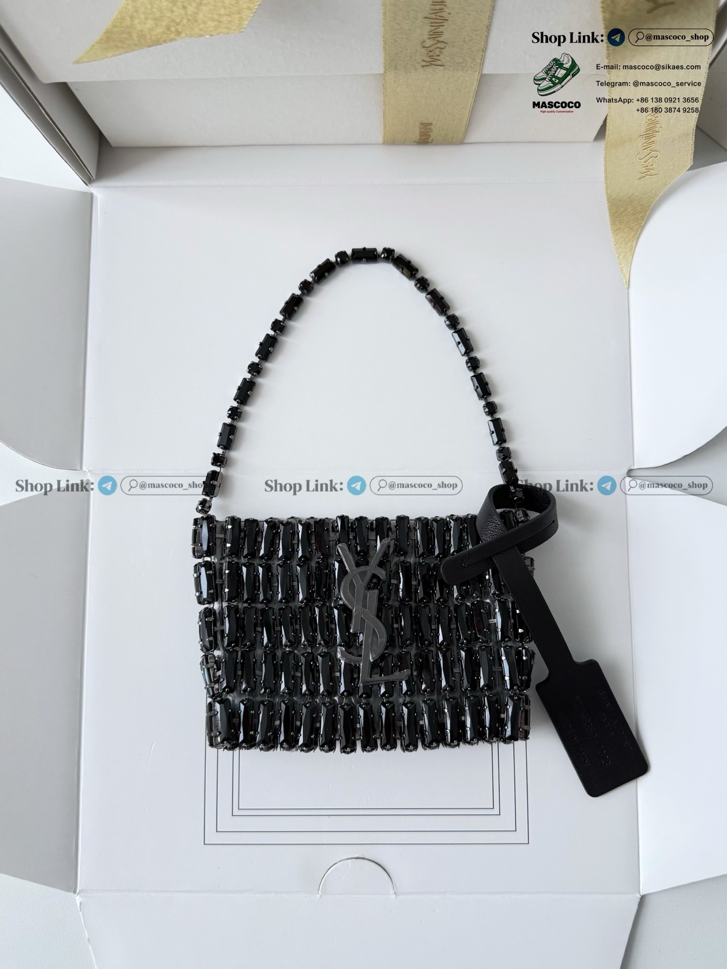 「#7376」YSL Evening Swarovski Crystal Rhinestone Handbag, with Solid Steel Hardware Size:11.5*8.5*2.5cm - Image 3