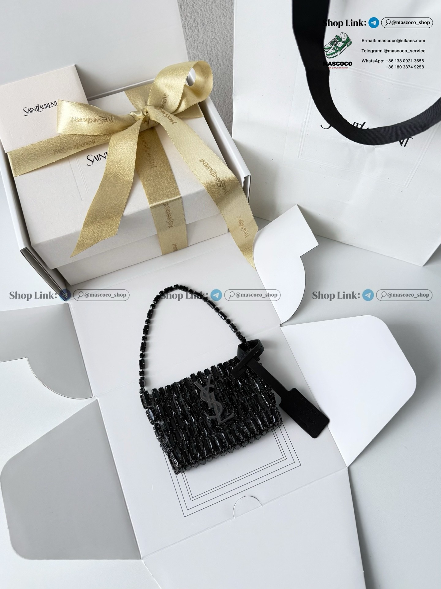 「#7376」YSL Evening Swarovski Crystal Rhinestone Handbag, with Solid Steel Hardware Size:11.5*8.5*2.5cm - Image 2