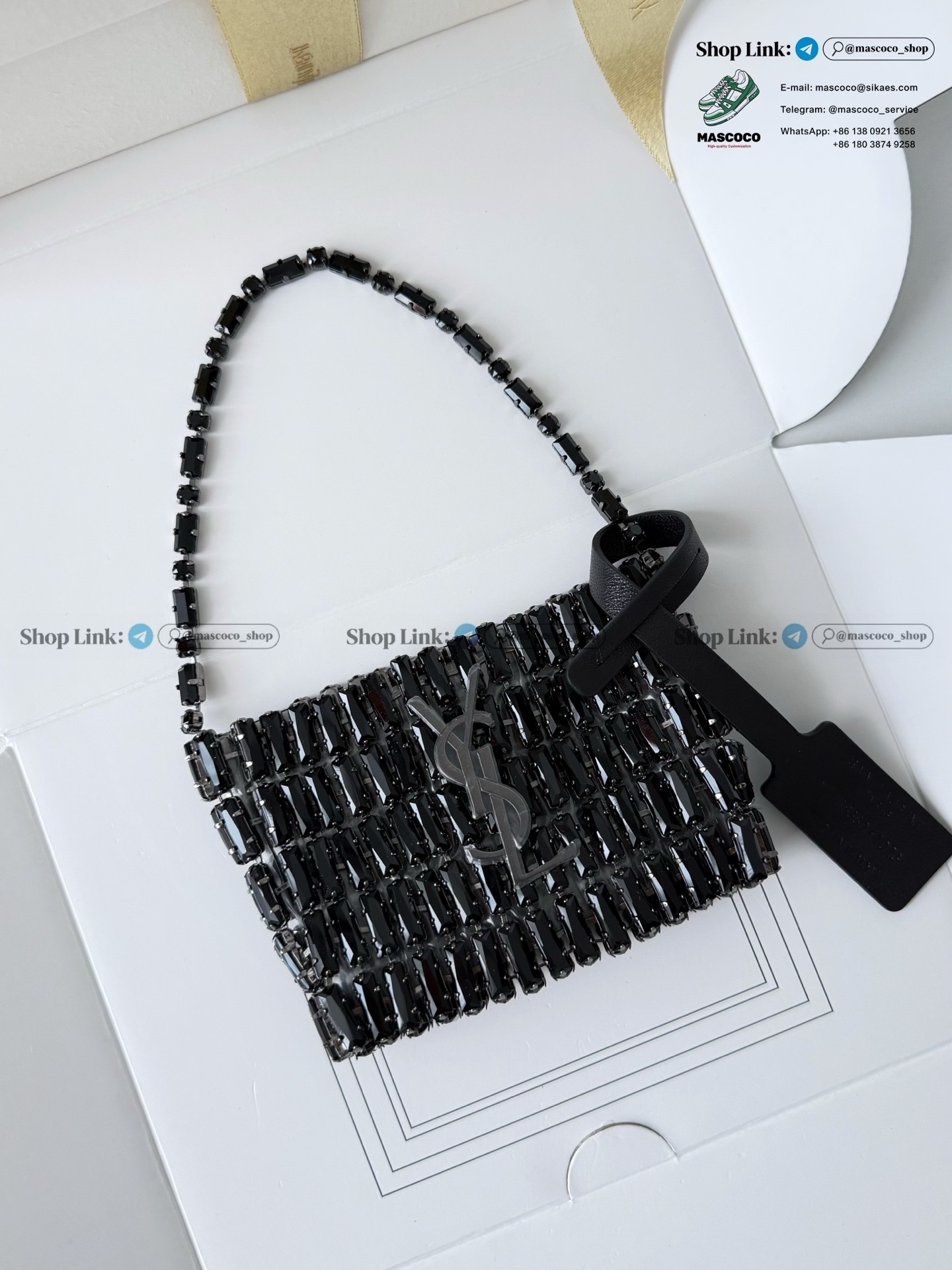 「#7376」YSL Evening Swarovski Crystal Rhinestone Handbag, with Solid Steel Hardware Size:11.5*8.5*2.5cm
