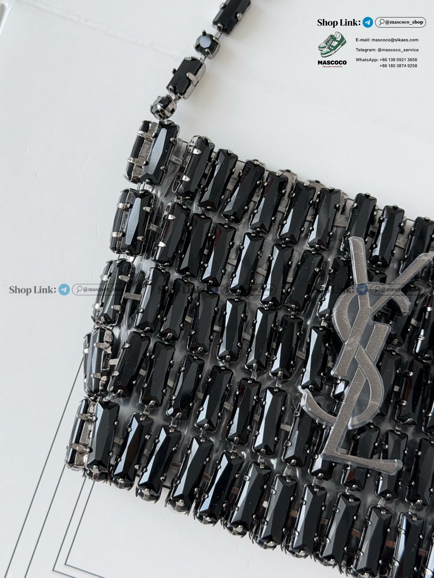 「#7376」YSL Evening Swarovski Crystal Rhinestone Handbag, with Solid Steel Hardware Size:11.5*8.5*2.5cm - Image 4