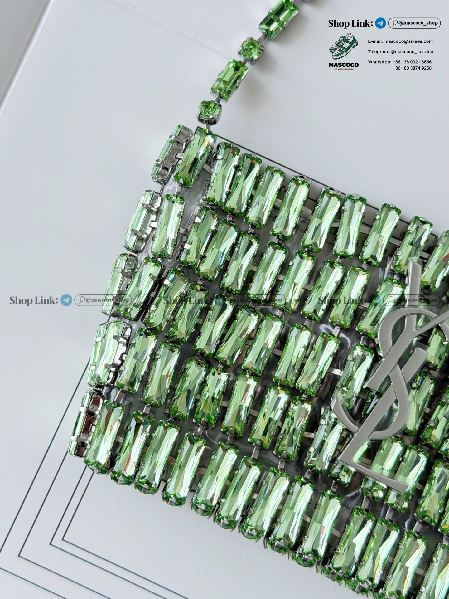 「#7377」YSL Evening Swarovski Crystal Rhinestone Handbag, with Solid Steel Hardware Size:11.5*8.5*2.5cm - Image 4