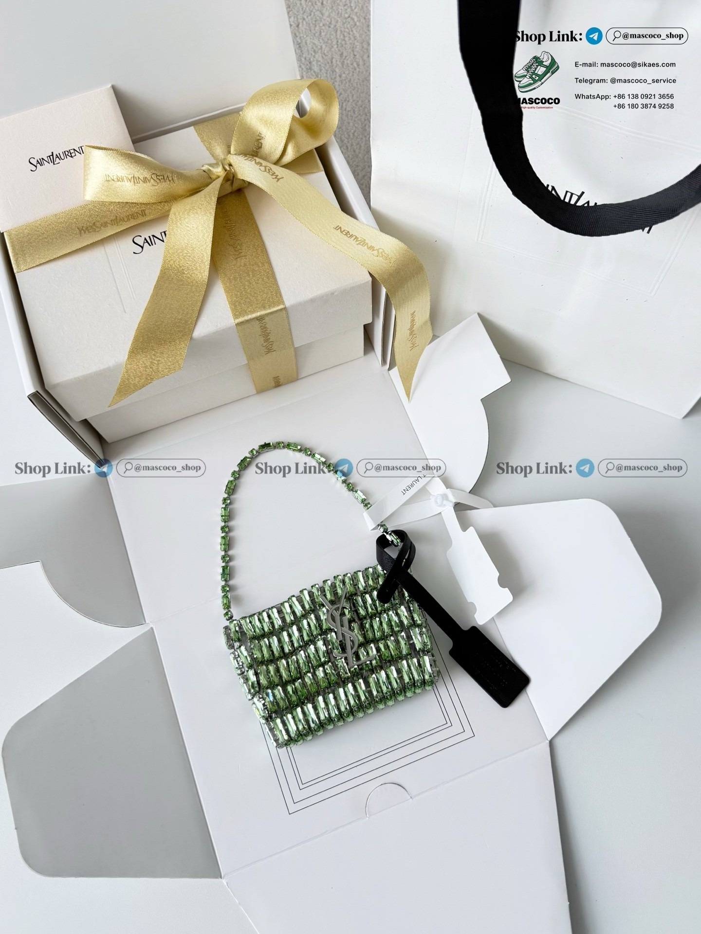 「#7377」YSL Evening Swarovski Crystal Rhinestone Handbag, with Solid Steel Hardware Size:11.5*8.5*2.5cm - Image 2
