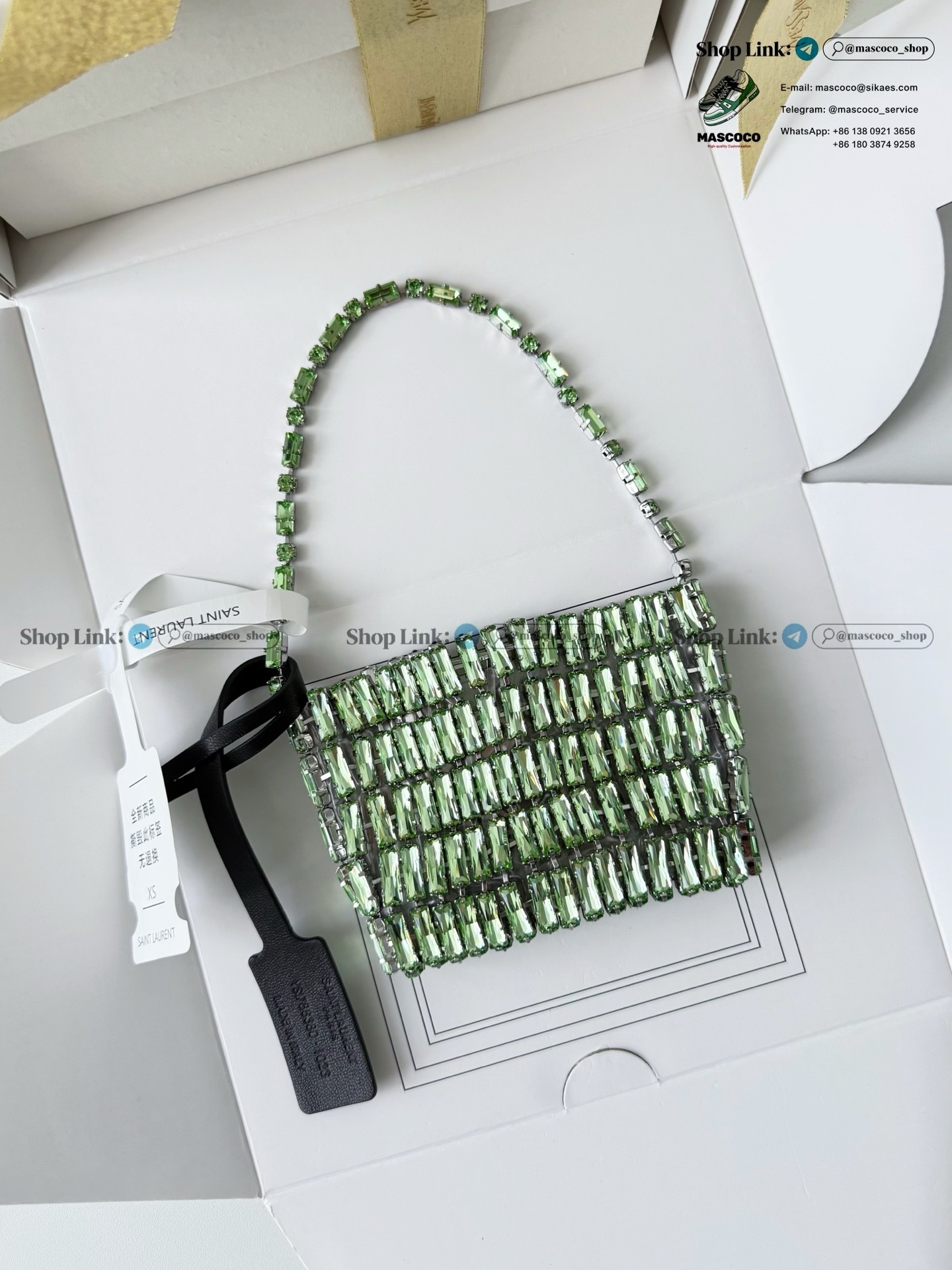 「#7377」YSL Evening Swarovski Crystal Rhinestone Handbag, with Solid Steel Hardware Size:11.5*8.5*2.5cm - Image 9
