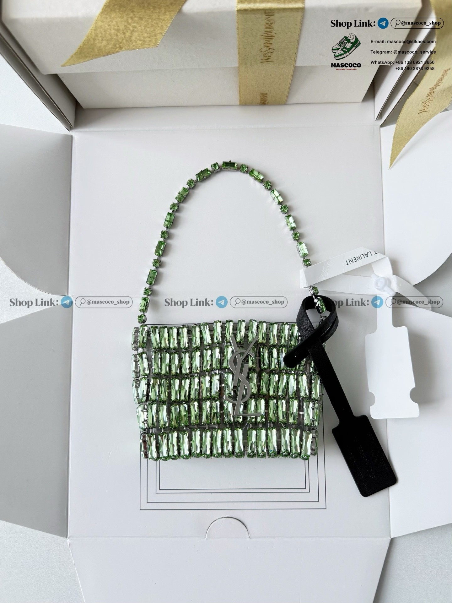 「#7377」YSL Evening Swarovski Crystal Rhinestone Handbag, with Solid Steel Hardware Size:11.5*8.5*2.5cm - Image 3