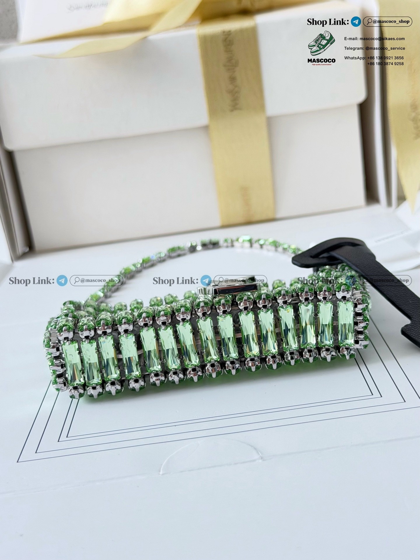「#7377」YSL Evening Swarovski Crystal Rhinestone Handbag, with Solid Steel Hardware Size:11.5*8.5*2.5cm - Image 8