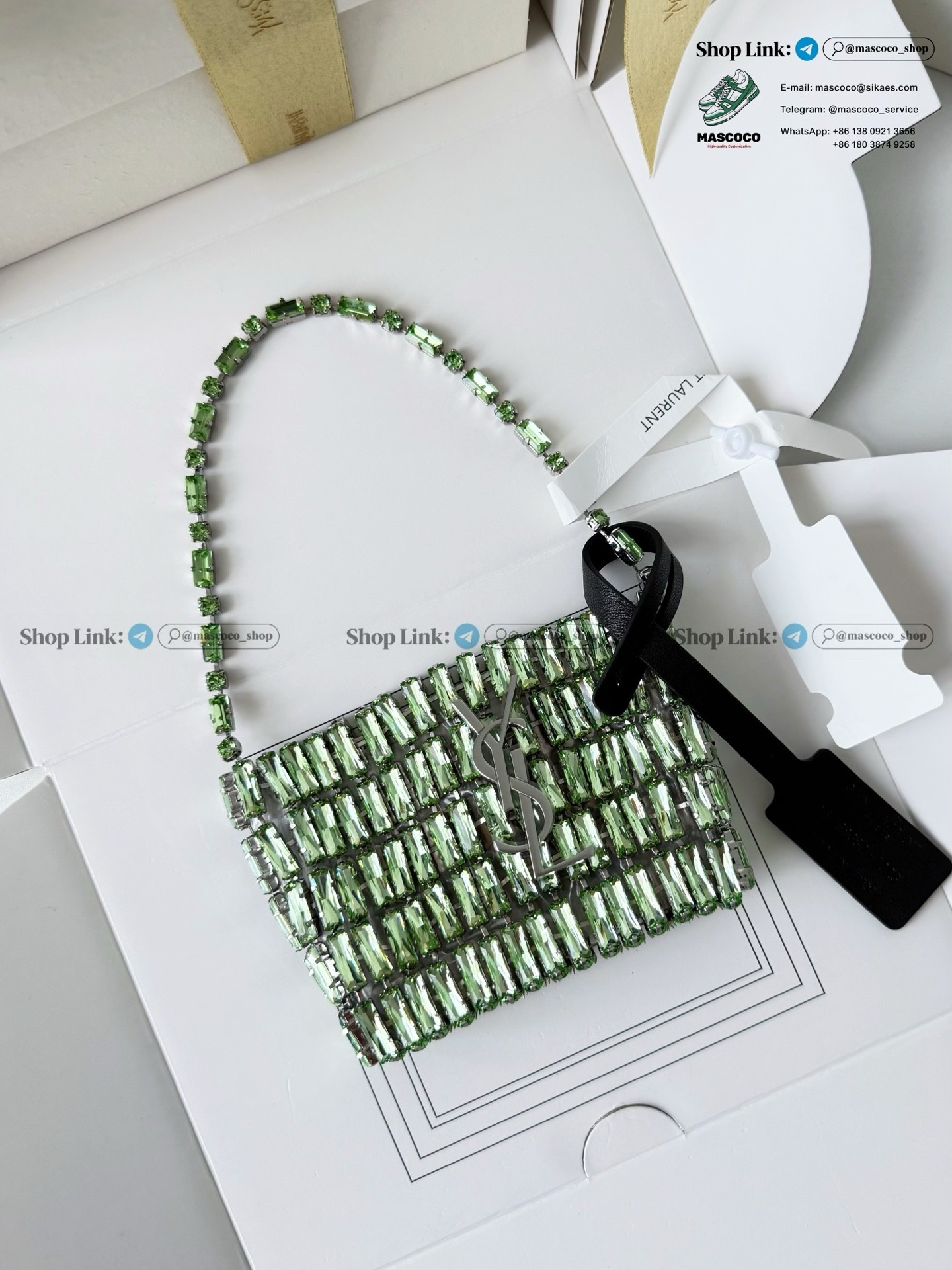 「#7377」YSL Evening Swarovski Crystal Rhinestone Handbag, with Solid Steel Hardware Size:11.5*8.5*2.5cm