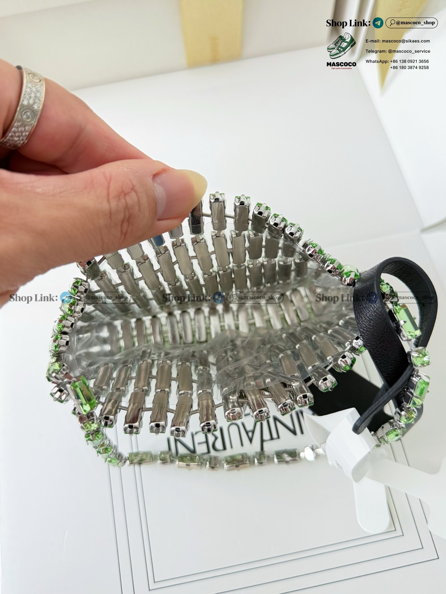 「#7377」YSL Evening Swarovski Crystal Rhinestone Handbag, with Solid Steel Hardware Size:11.5*8.5*2.5cm - Image 10