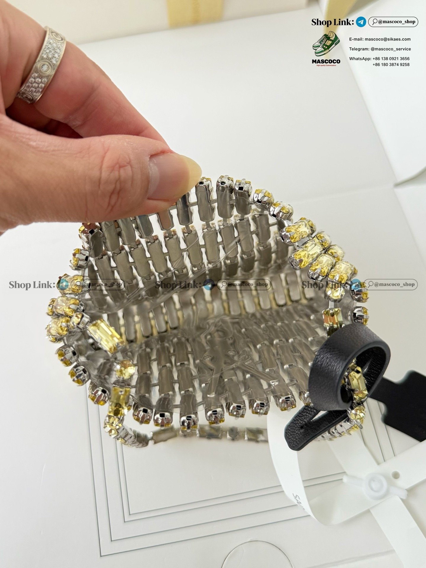「#7378」YSL Evening Swarovski Crystal Rhinestone Handbag, with Solid Steel Hardware Size:11.5*8.5*2.5cm - Image 10