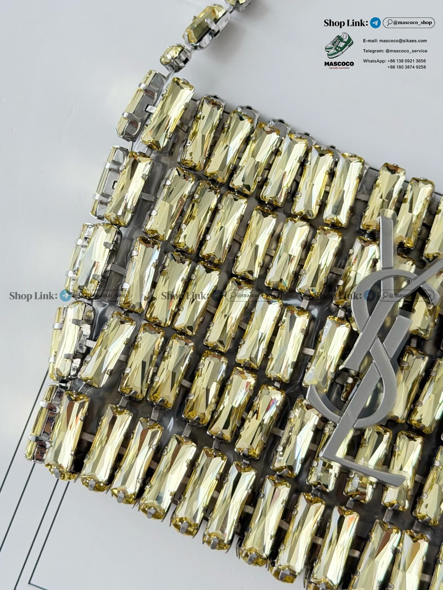 「#7378」YSL Evening Swarovski Crystal Rhinestone Handbag, with Solid Steel Hardware Size:11.5*8.5*2.5cm - Image 4
