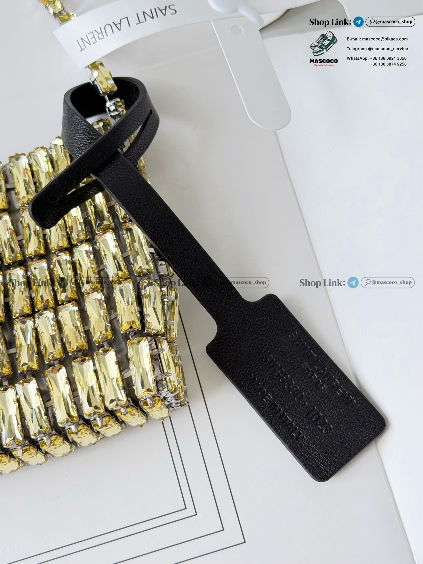 「#7378」YSL Evening Swarovski Crystal Rhinestone Handbag, with Solid Steel Hardware Size:11.5*8.5*2.5cm - Image 6