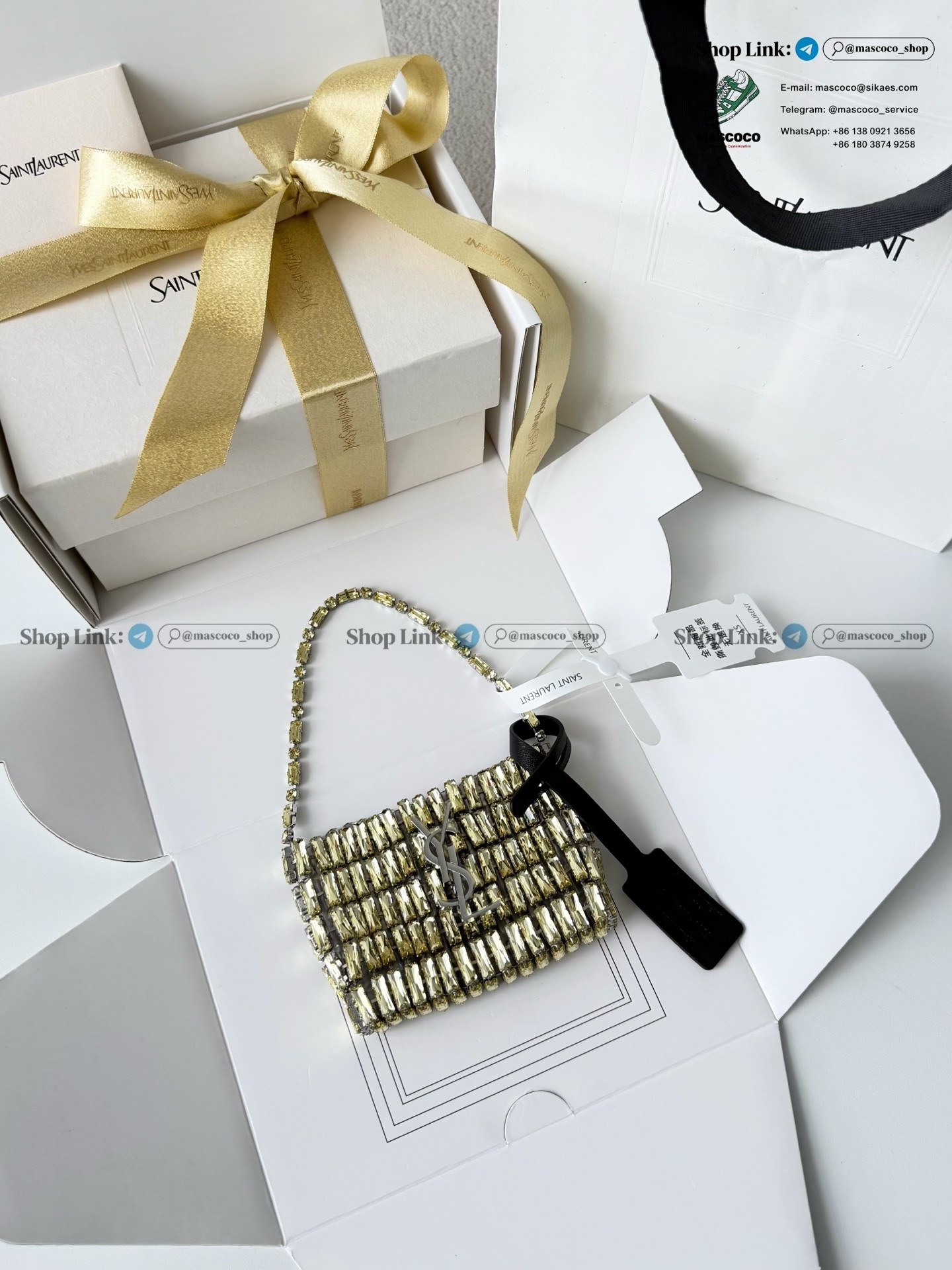 「#7378」YSL Evening Swarovski Crystal Rhinestone Handbag, with Solid Steel Hardware Size:11.5*8.5*2.5cm - Image 2